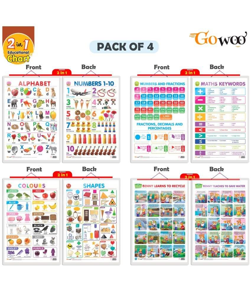 Set of 4 | 2 IN 1 ALPHABET AND NUMBER 1-10, 2 IN 1 NUMBER & FRACTIONS AND MATHS KEYWORDS, 2 IN 1 COLOURS AND SHAPES and 2 IN 1 BENNY LEARNS TO RECYCLE AND BENNY TEACHES TO SAVE WATER Set of 4 | 2 IN 1 ALPHABET AND NUMBER 1-10, 2 IN 1 NUMBER & FRACTIONS AND MATHS KEYWORDS, 2 IN 1 COLOURS AND SHAPES and 2 IN 1 BENNY LEARNS TO RECYCLE AND BENNY TEACHES TO SAVE WATER