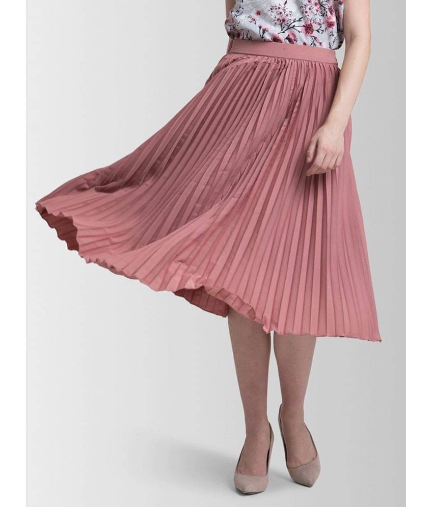 KZULLY - Pink Crepe Women's Flared Skirt ( Pack of 1 ) KZULLY - Pink Crepe Women's Flared Skirt ( Pack of 1 )