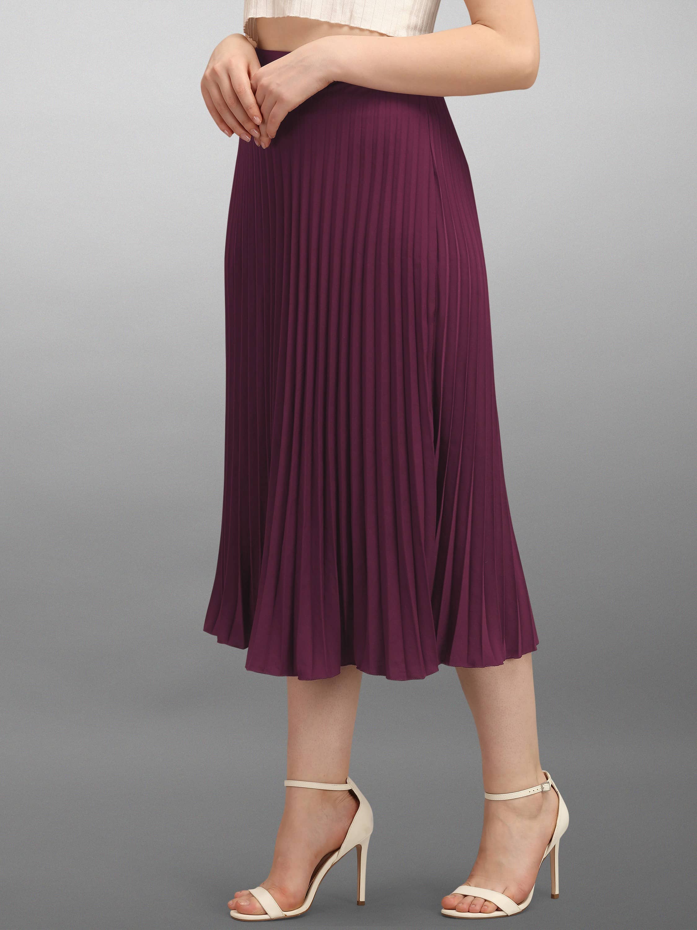 KZULLY - Purple Crepe Women's Flared Skirt ( Pack of 1 )