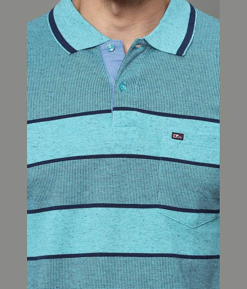 Cool Colors Pack of 1 Cotton Regular Fit Striped Half Sleeves Men's Polo T Shirt ( Blue )