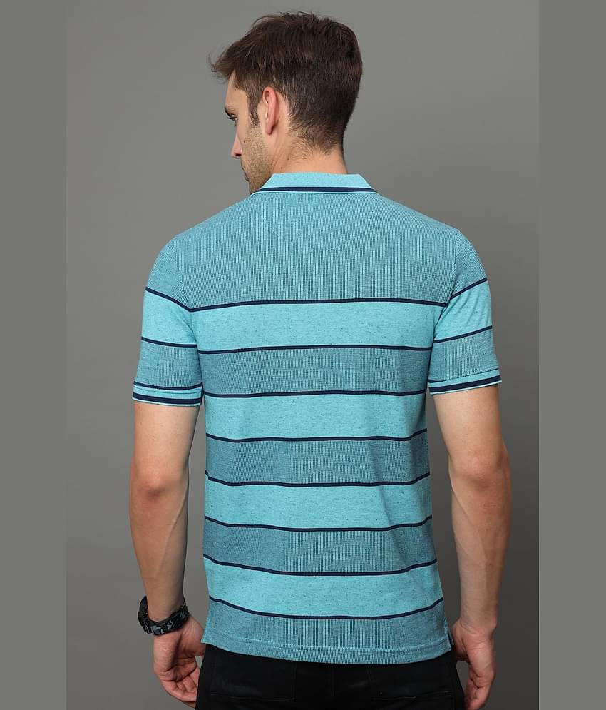 Cool Colors Pack of 1 Cotton Regular Fit Striped Half Sleeves Men's Polo T Shirt ( Blue )