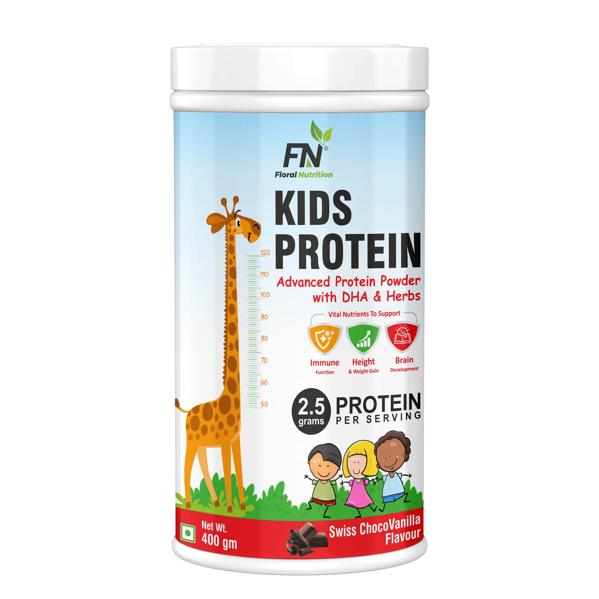 Floral Nutrition Kids Protein with DHA,Vitamin-D for Growth,Immunity Nutrition Drink 400 gm Chocolate