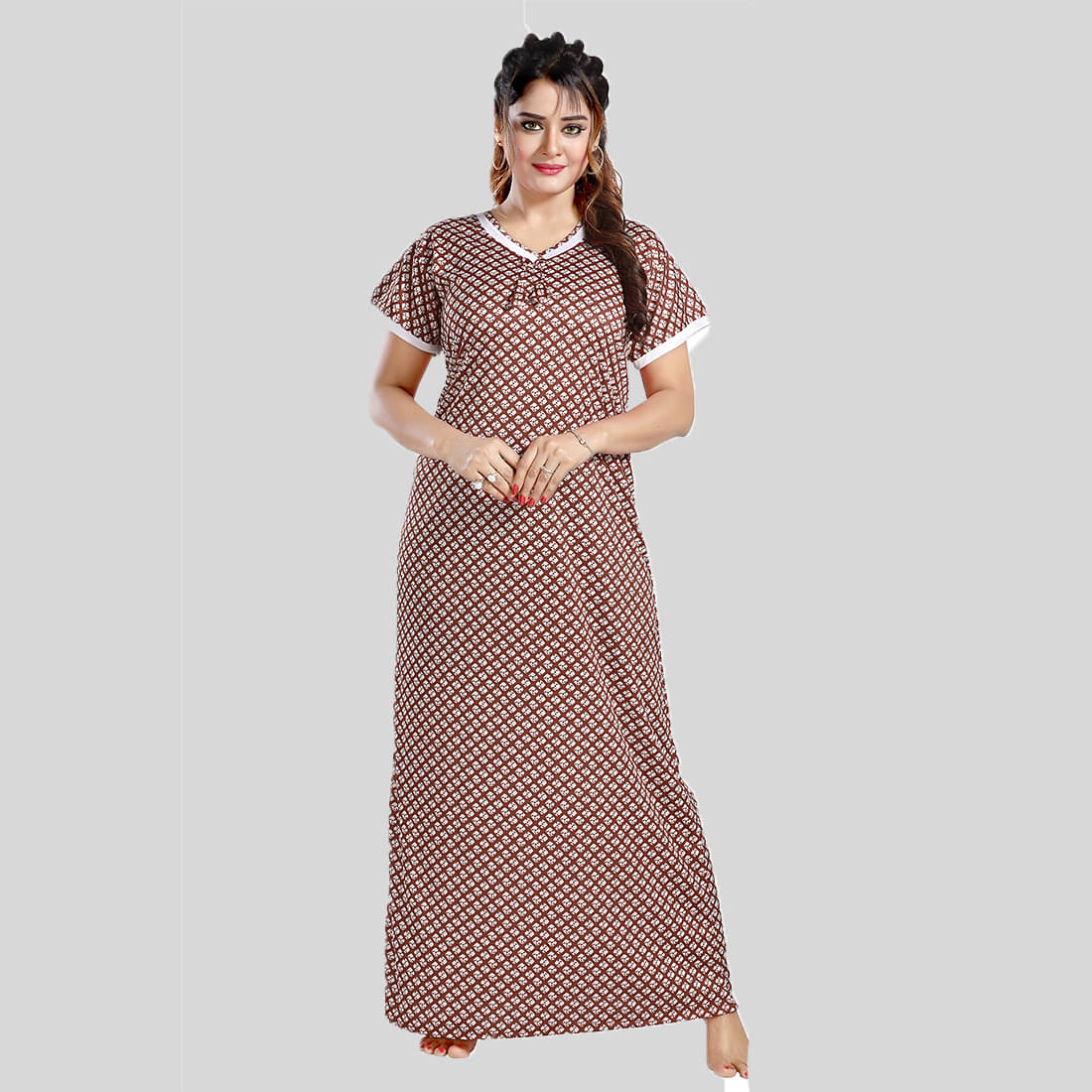 Gutthi - Brown Rayon Women's Nightwear Nighty & Night Gowns ( Pack of 1 ) Gutthi - Brown Rayon Women's Nightwear Nighty & Night Gowns ( Pack of 1 )