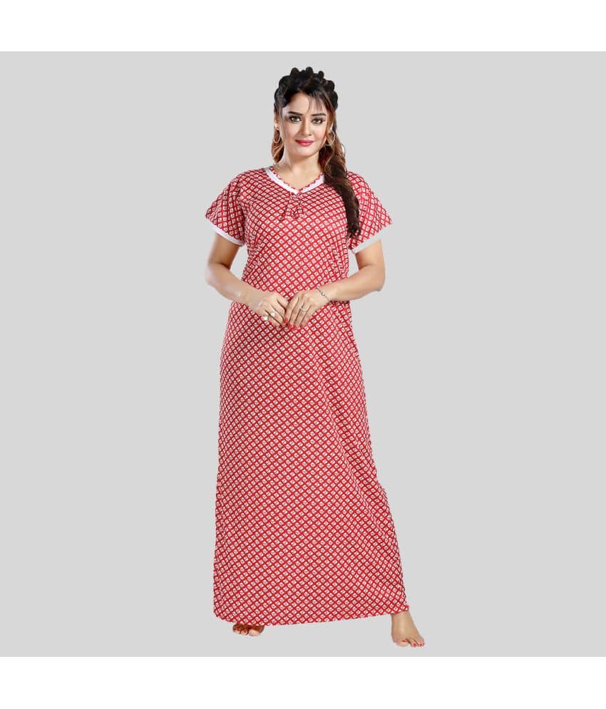 Gutthi - Red Rayon Women's Nightwear Nighty & Night Gowns ( Pack of 1 ) - Nightwear & Loungewear | Buy online on ZillyBuy