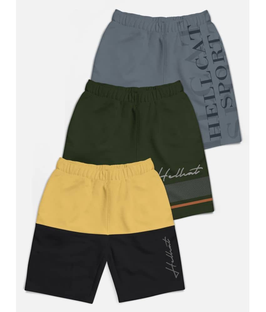 HELLCAT Pack of 3 Cotton Blend Shorts For Boys ( Multi Color ) - Shorts | Buy online on ZillyBuy