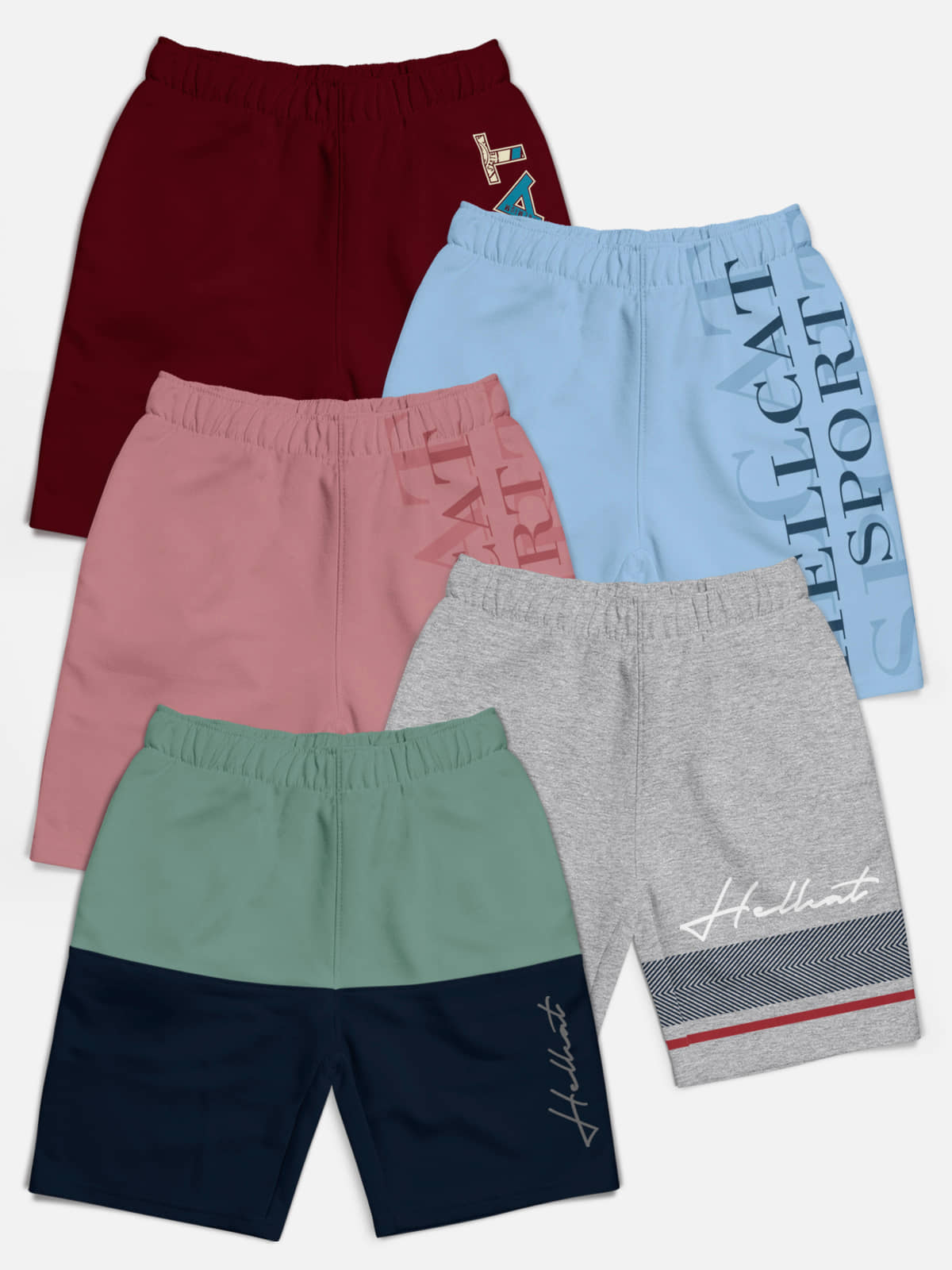 HELLCAT Pack of 5 Cotton Blend Shorts For Boys ( Multicolor ) - Shorts | Buy online on ZillyBuy