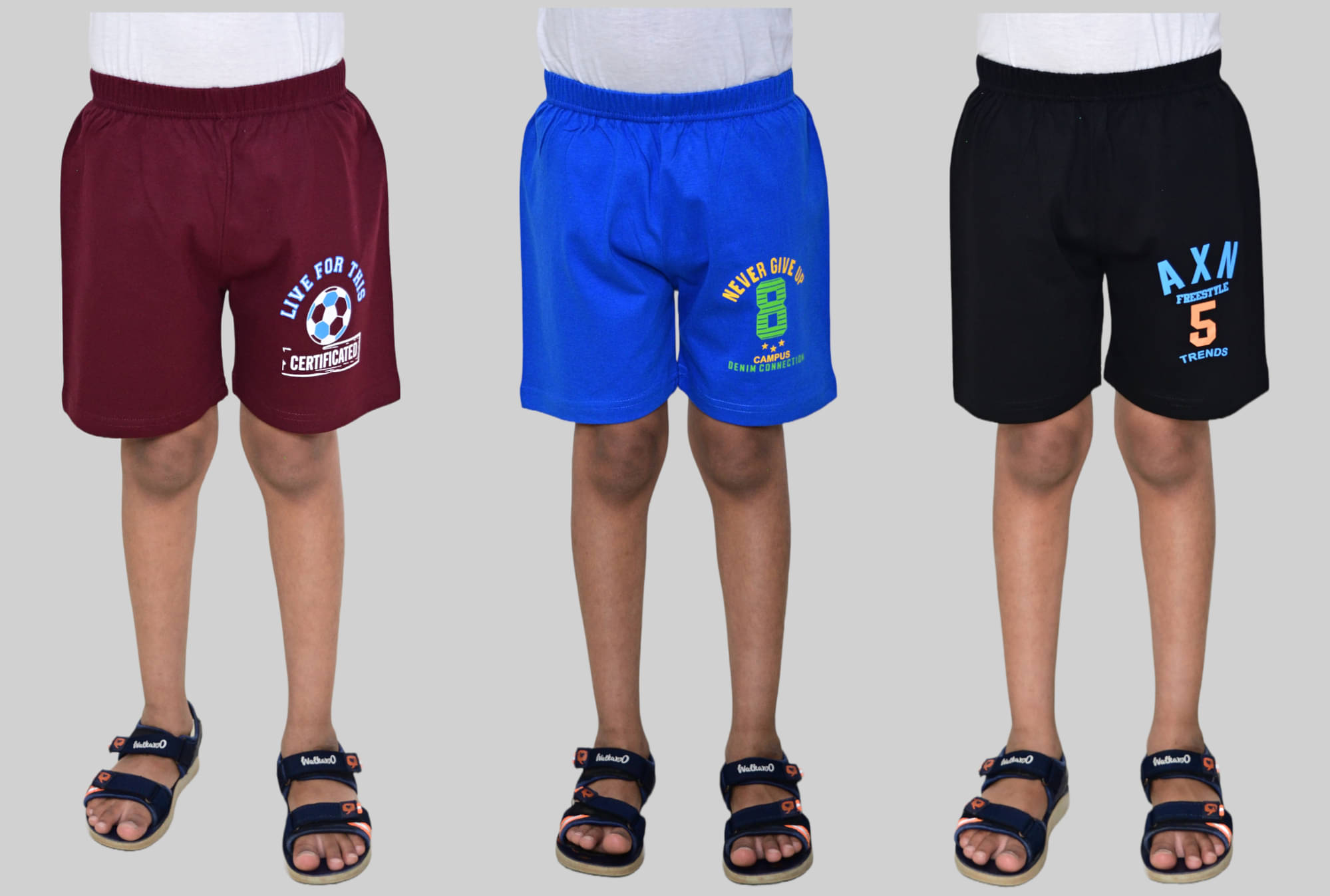     			JILZ Pack of 3 Cotton Shorts For Boys ( Multi Color )