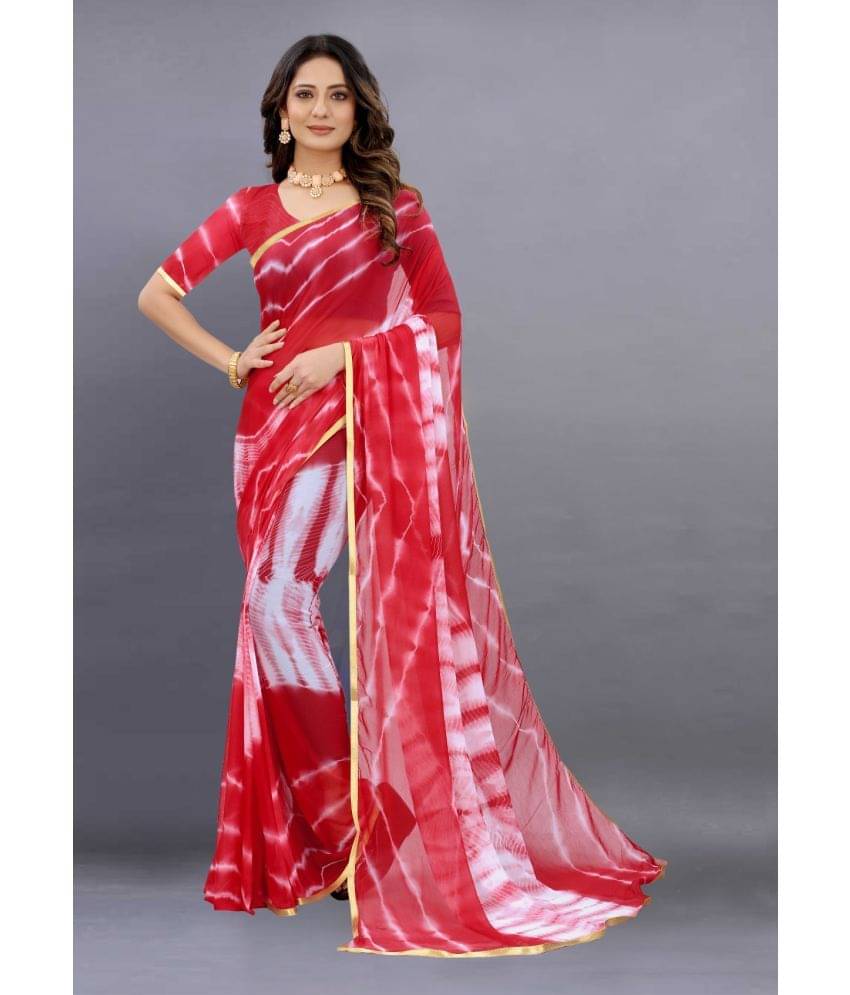 JULEE Chiffon Dyed Saree With Unstitched Blouse Piece ( Red ) JULEE Chiffon Dyed Saree With Unstitched Blouse Piece ( Red )