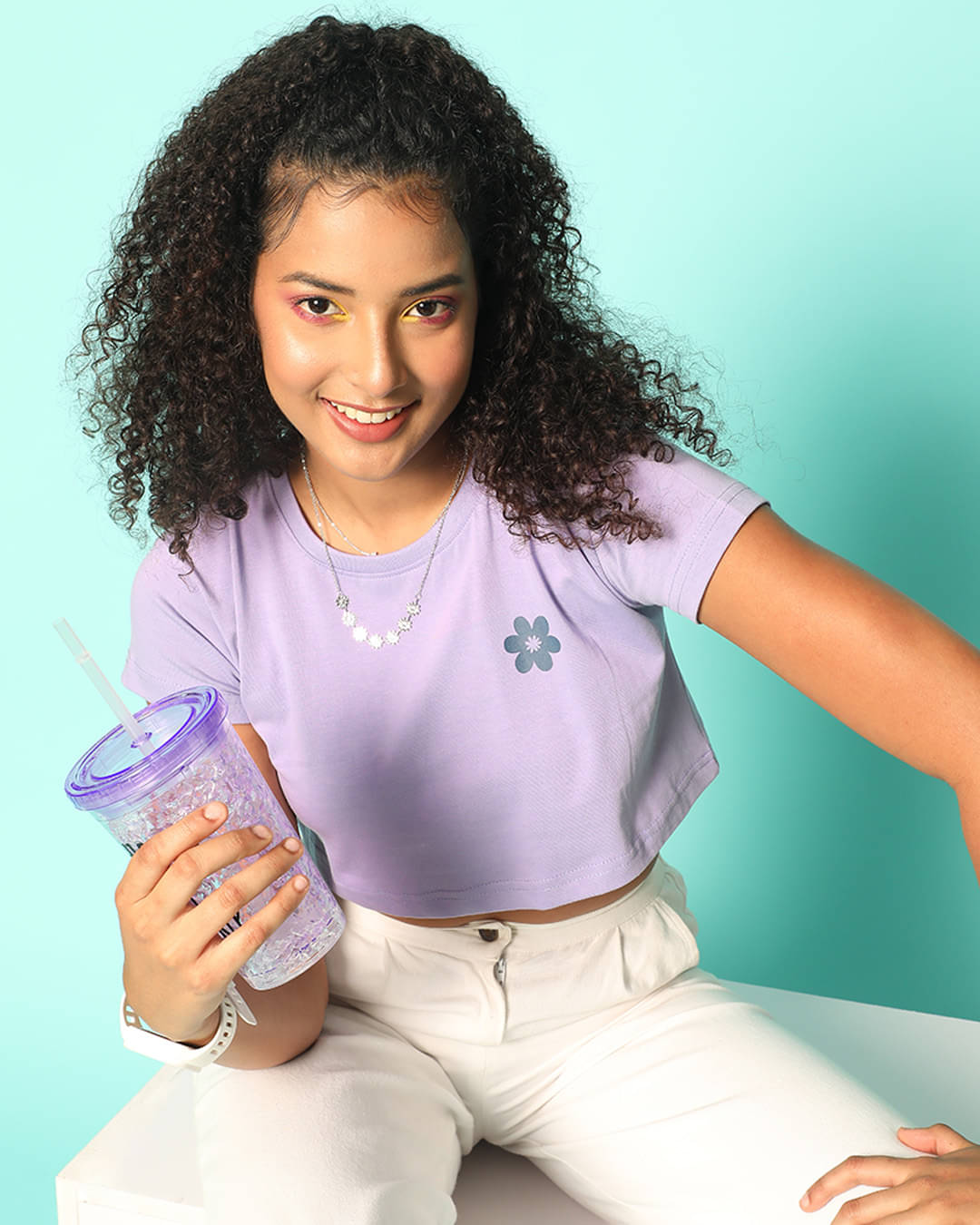     			JUNEBERRY Women's Cotton Crop Top ( Purple )