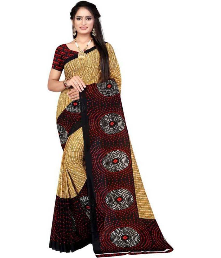     			LEELAVATI Georgette Printed Saree With Unstitched Blouse Piece ( Beige )