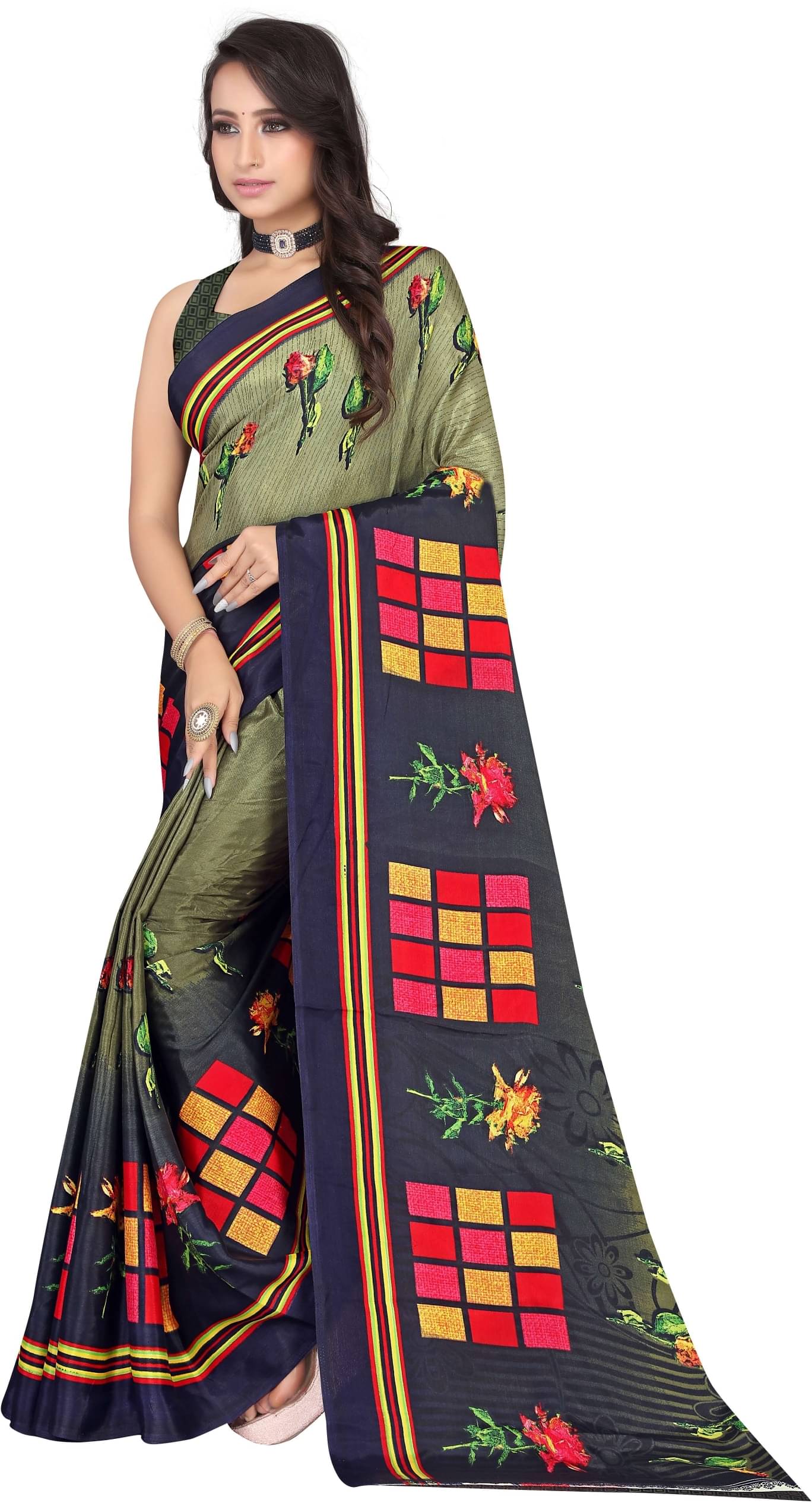 LEELAVATI Crepe Printed Saree With Unstitched Blouse Piece ( Green ) LEELAVATI Crepe Printed Saree With Unstitched Blouse Piece ( Green )