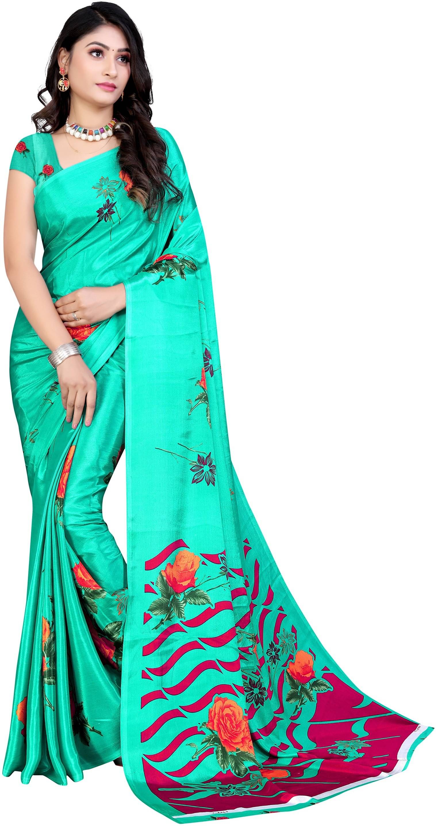 LEELAVATI Crepe Printed Saree With Unstitched Blouse Piece ( Light Green ) LEELAVATI Crepe Printed Saree With Unstitched Blouse Piece ( Light Green )