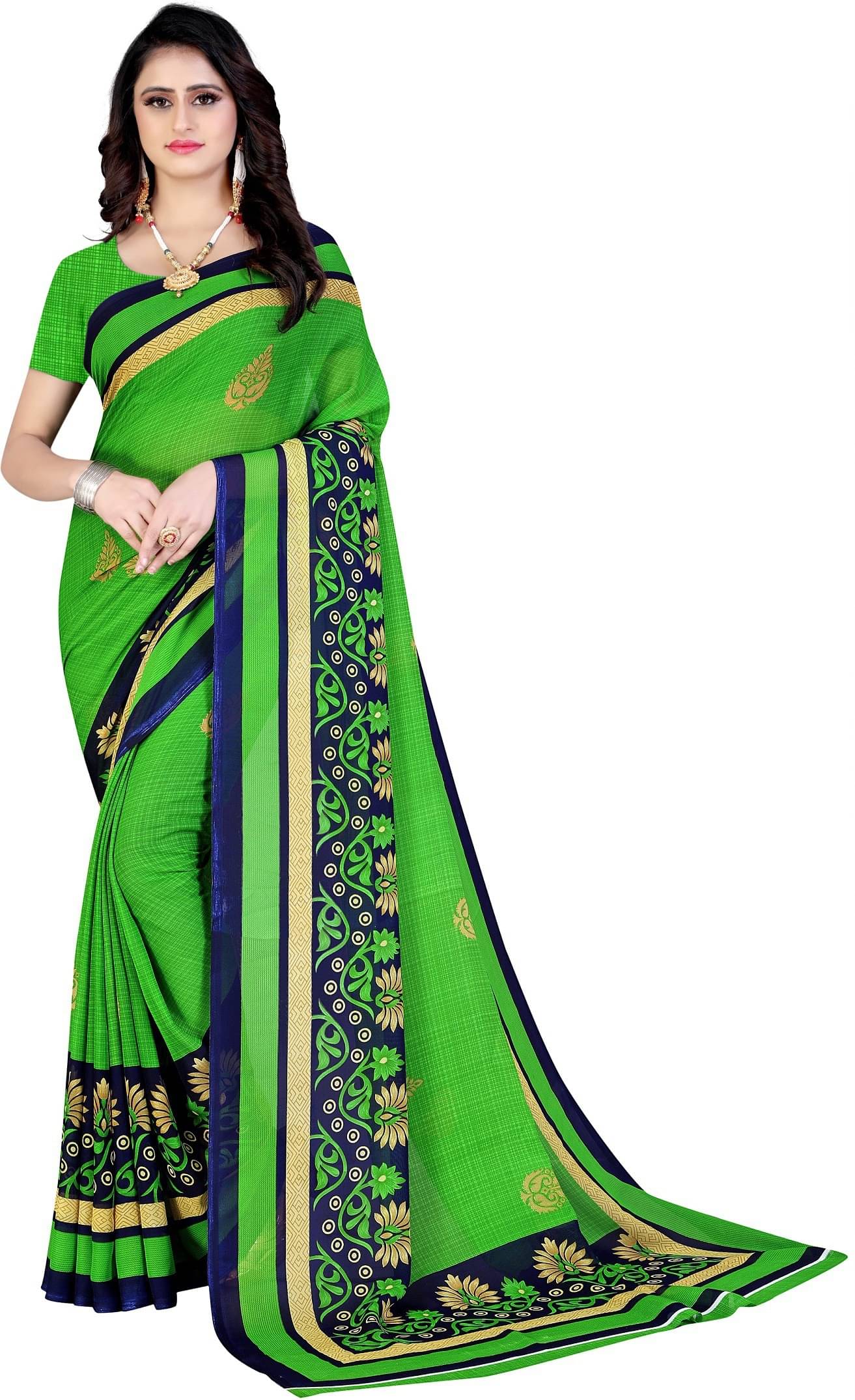 LEELAVATI Georgette Printed Saree With Unstitched Blouse Piece ( Light Green ) LEELAVATI Georgette Printed Saree With Unstitched Blouse Piece ( Light Green )
