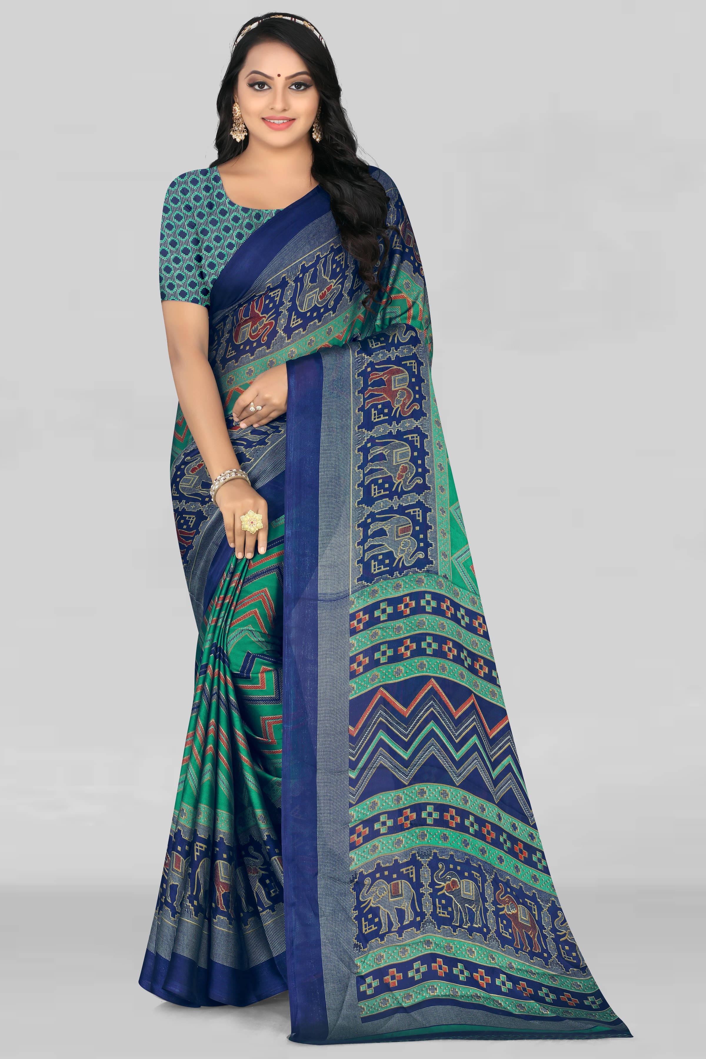 LEELAVATI Chiffon Printed Saree With Unstitched Blouse Piece ( Multicolor ) LEELAVATI Chiffon Printed Saree With Unstitched Blouse Piece ( Multicolor )