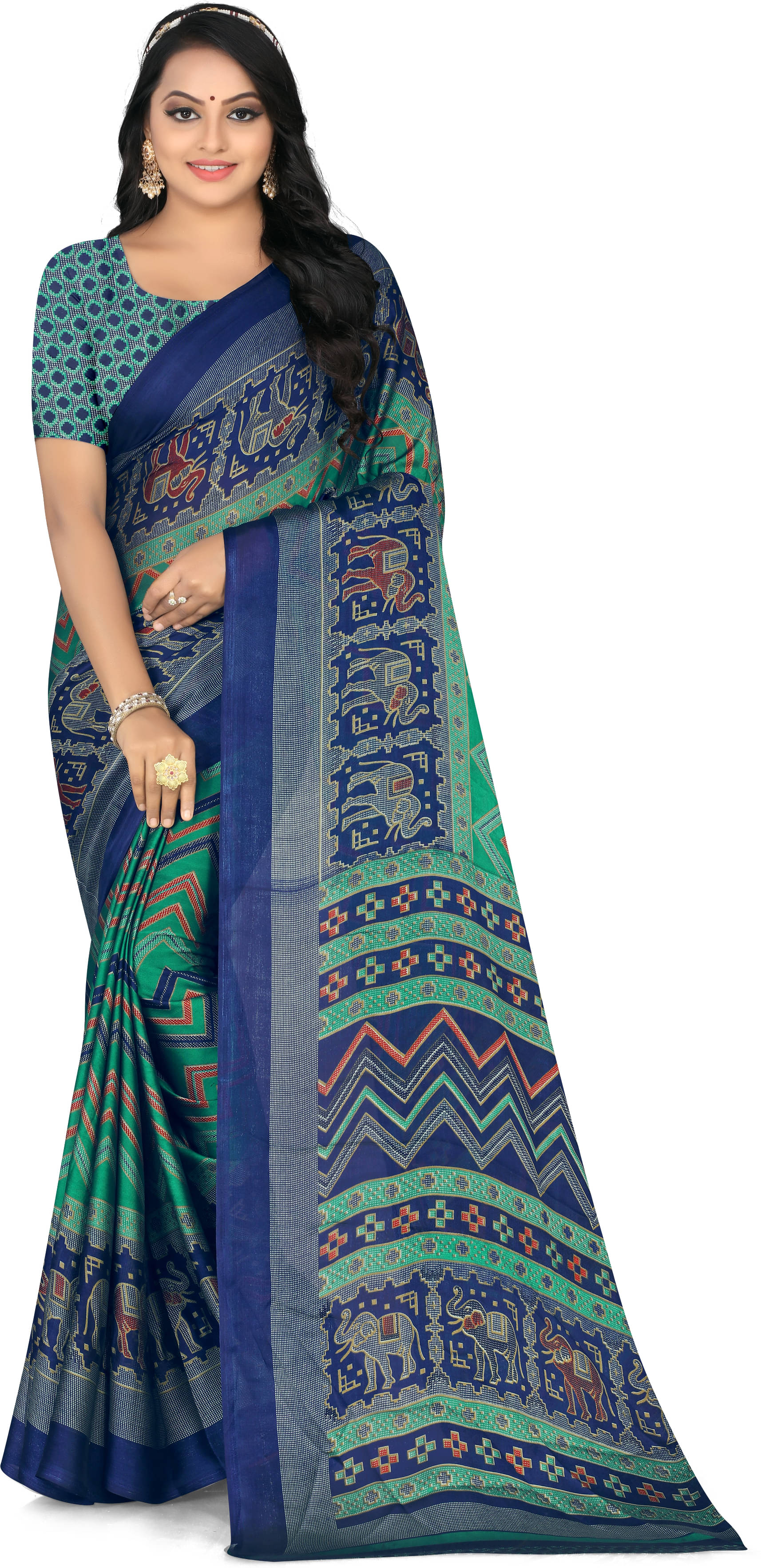     			LEELAVATI Chiffon Printed Saree With Unstitched Blouse Piece ( Multicolor )