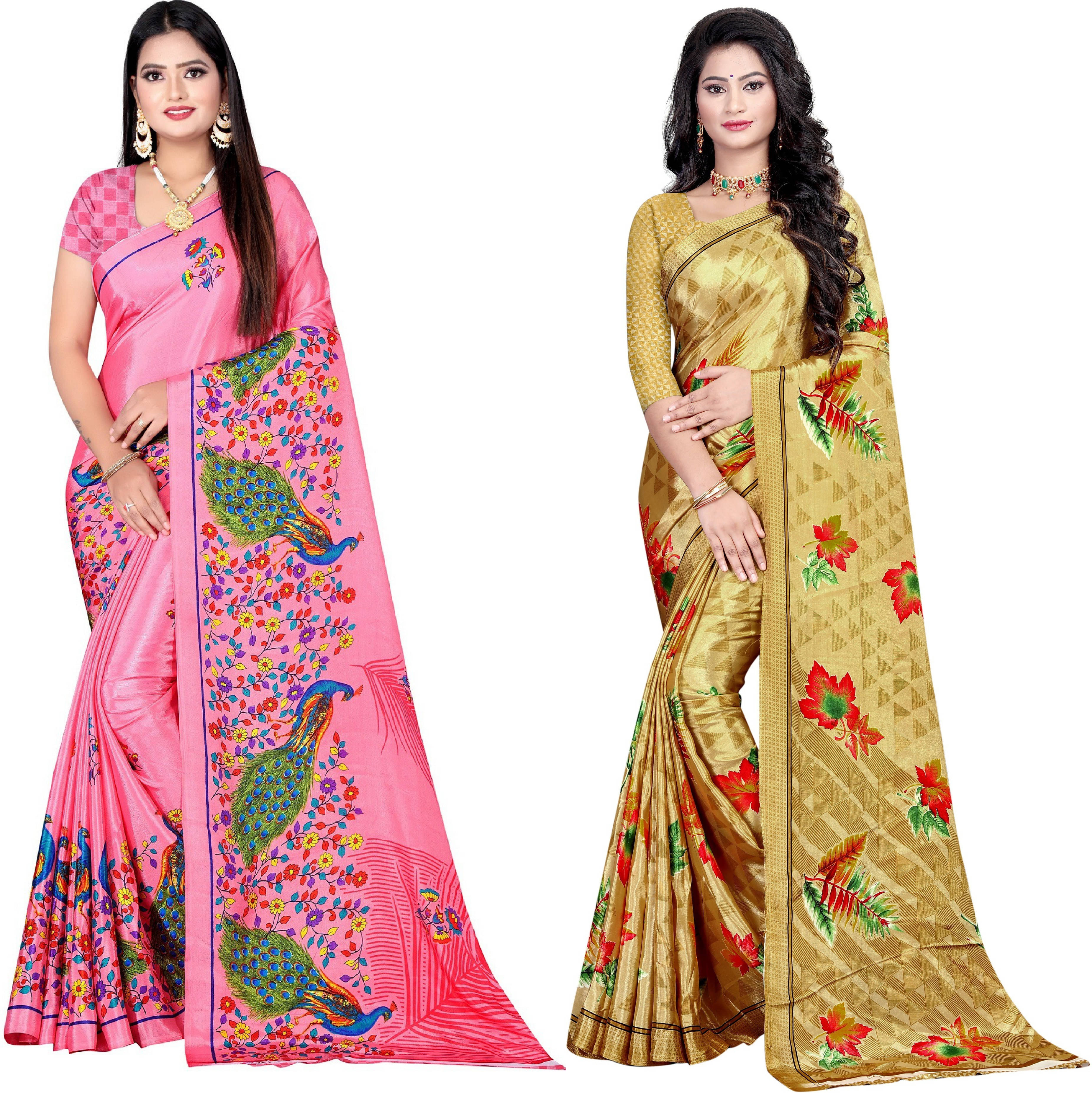     			LEELAVATI Crepe Printed Saree With Unstitched Blouse Piece ( Multicolor )