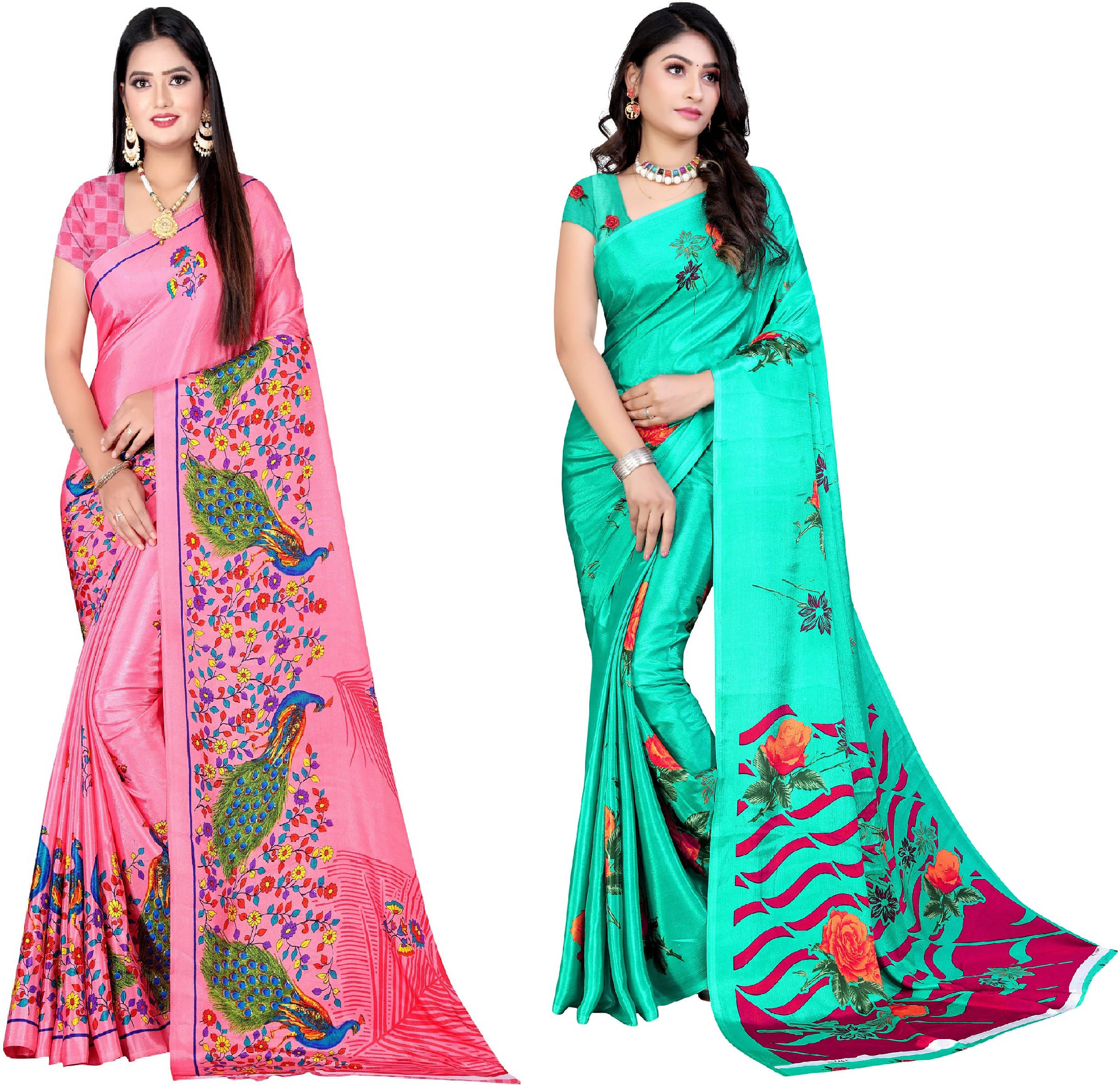     			LEELAVATI Crepe Printed Saree With Unstitched Blouse Piece ( Multicolor )