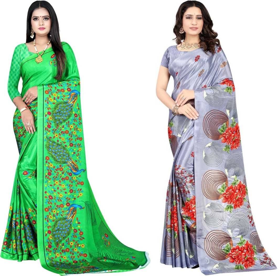    			LEELAVATI Crepe Printed Saree With Unstitched Blouse Piece ( Multicolor )