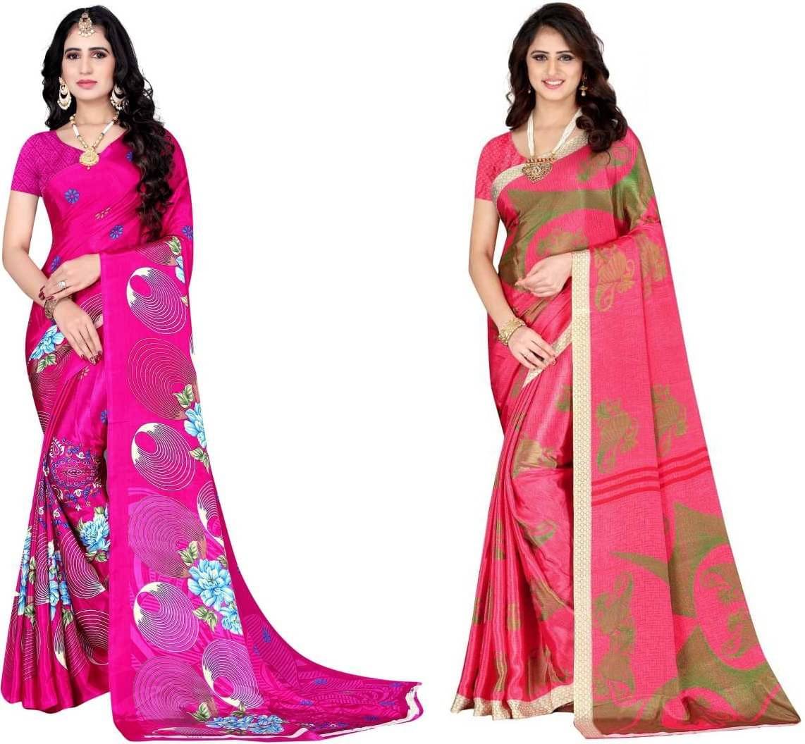 LEELAVATI Crepe Printed Saree With Unstitched Blouse Piece ( Multicolor ) LEELAVATI Crepe Printed Saree With Unstitched Blouse Piece ( Multicolor )