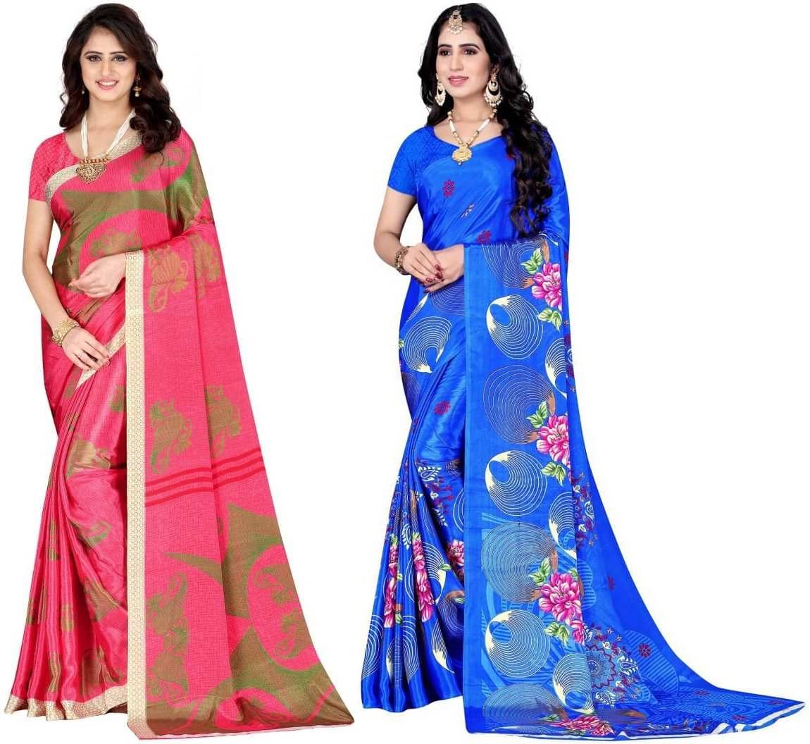 LEELAVATI Crepe Printed Saree With Unstitched Blouse Piece ( Multicolor ) LEELAVATI Crepe Printed Saree With Unstitched Blouse Piece ( Multicolor )