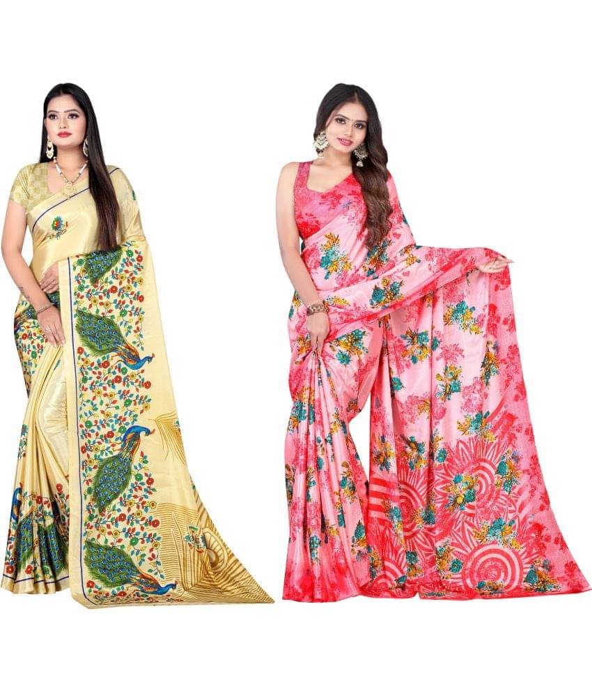     			LEELAVATI Crepe Printed Saree With Unstitched Blouse Piece ( Multicolor )