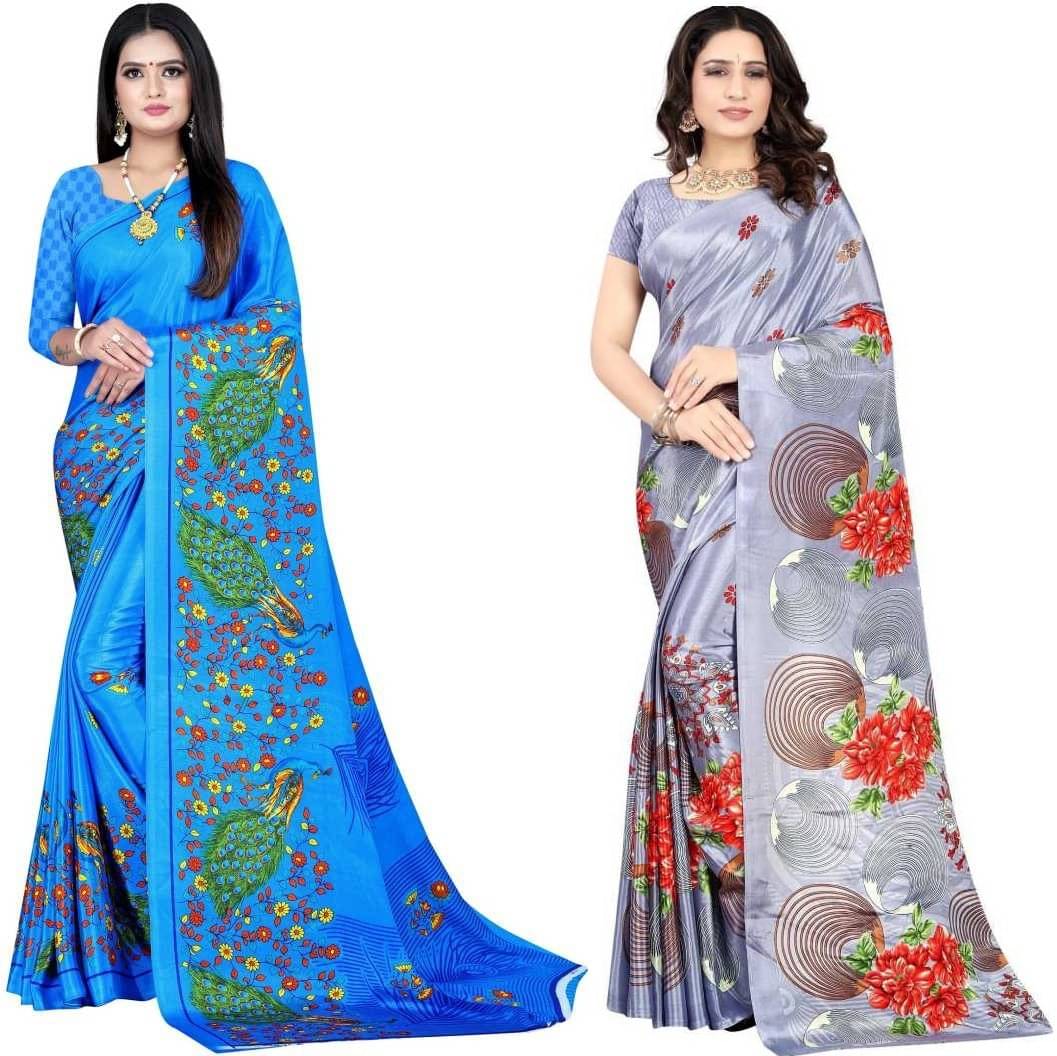     			LEELAVATI Crepe Printed Saree With Unstitched Blouse Piece ( Multicolor )