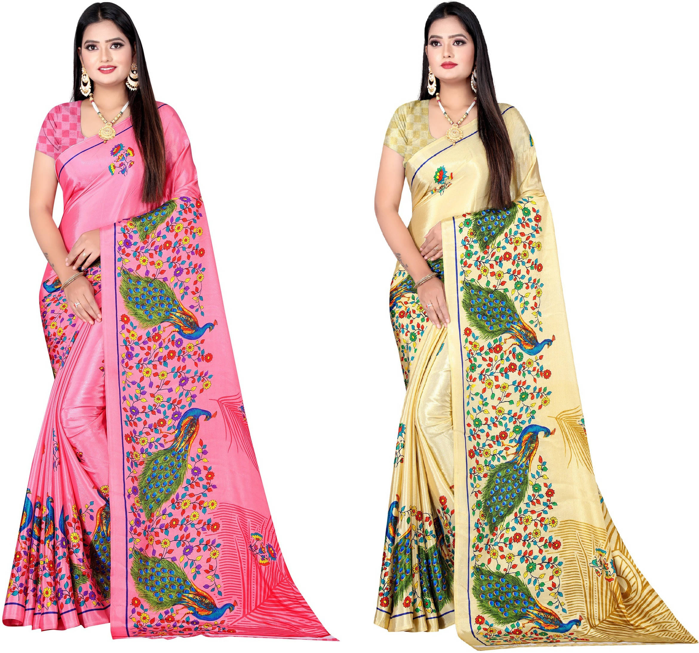LEELAVATI Crepe Printed Saree With Unstitched Blouse Piece ( Multicolor ) LEELAVATI Crepe Printed Saree With Unstitched Blouse Piece ( Multicolor )