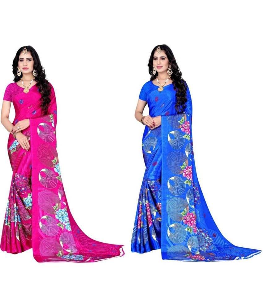     			LEELAVATI Crepe Printed Saree With Unstitched Blouse Piece ( Multicolor )