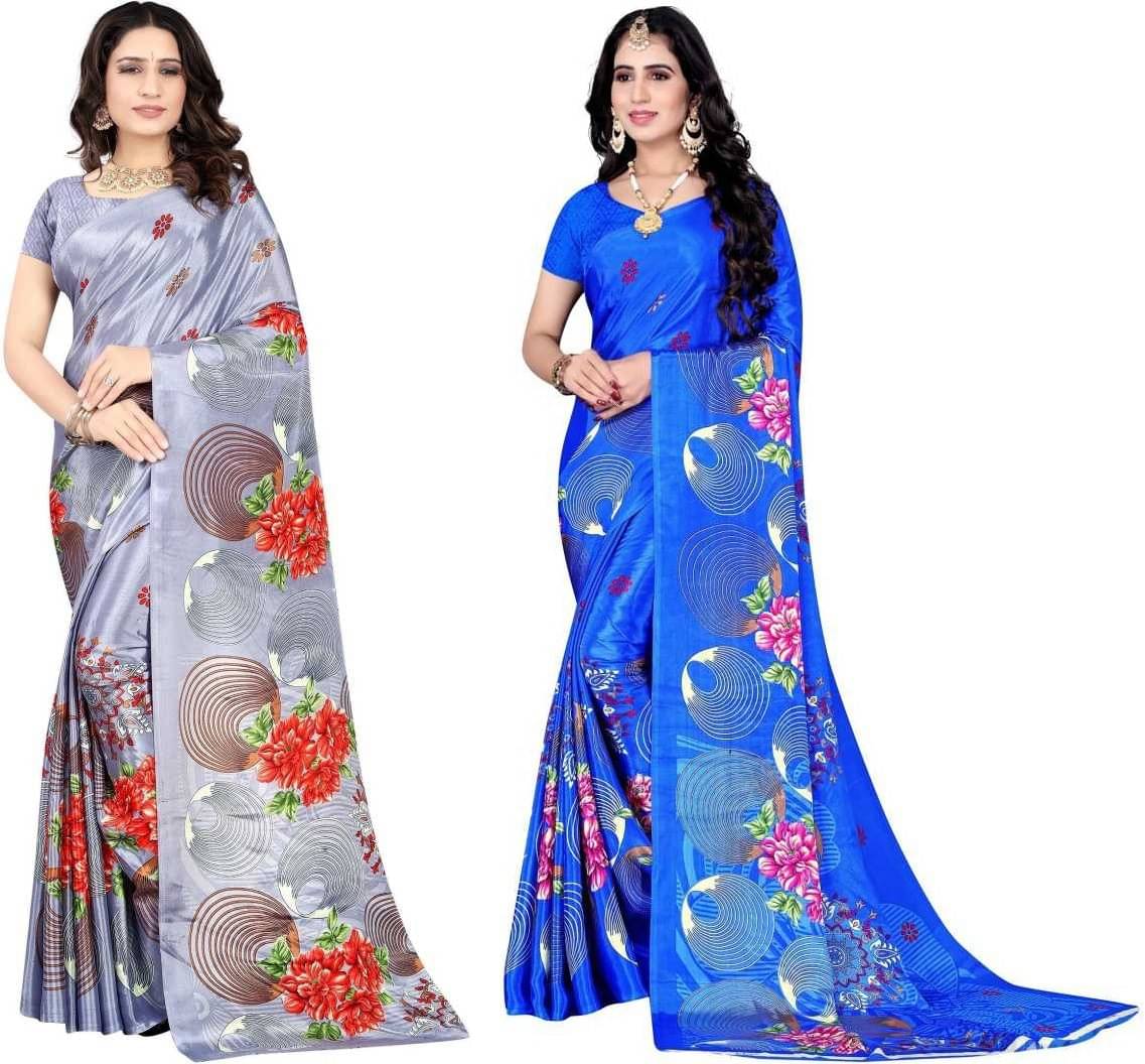 LEELAVATI Crepe Printed Saree With Unstitched Blouse Piece ( Multicolor ) LEELAVATI Crepe Printed Saree With Unstitched Blouse Piece ( Multicolor )