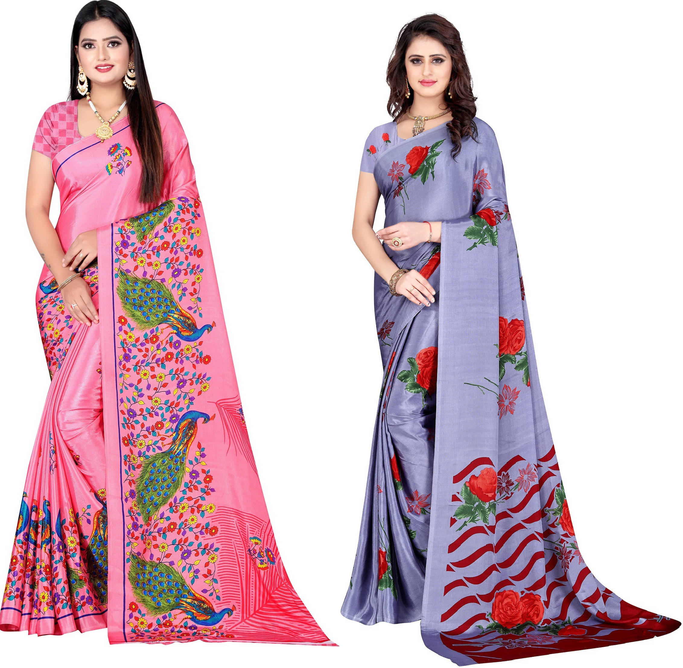 LEELAVATI Crepe Printed Saree With Unstitched Blouse Piece ( Multicolor )     			LEELAVATI Crepe Printed Saree With Unstitched Blouse Piece ( Multicolor )