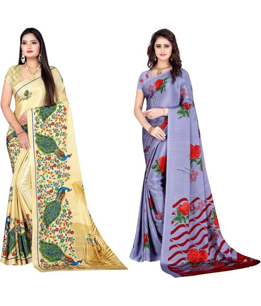LEELAVATI Crepe Printed Saree With Unstitched Blouse Piece ( Multicolor )     			LEELAVATI Crepe Printed Saree With Unstitched Blouse Piece ( Multicolor )