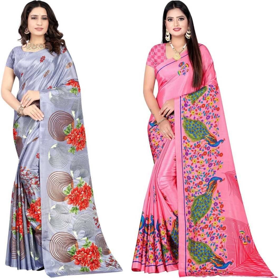     			LEELAVATI Crepe Printed Saree With Unstitched Blouse Piece ( Multicolor )