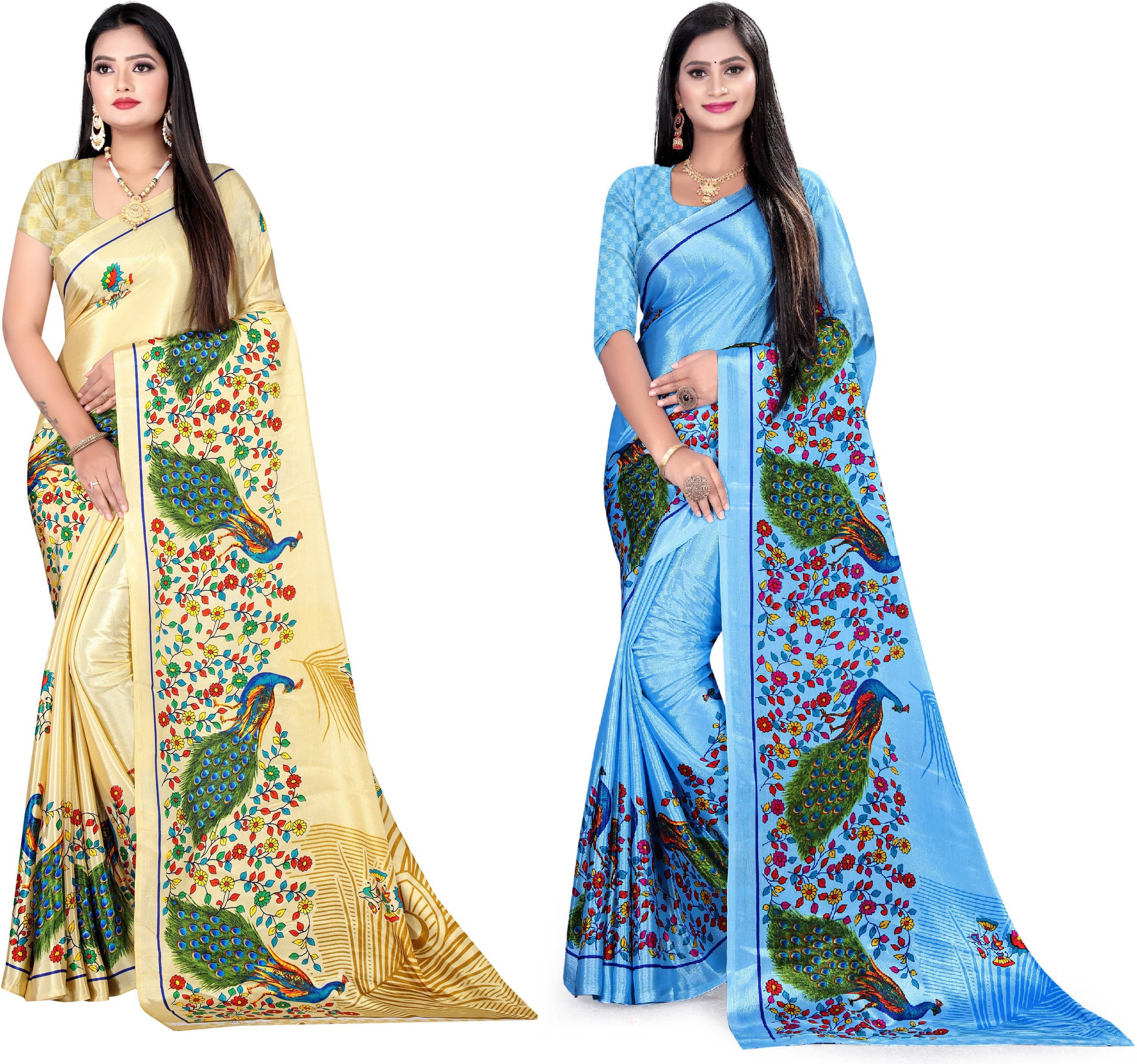     			LEELAVATI Crepe Printed Saree With Unstitched Blouse Piece ( Multicolor )