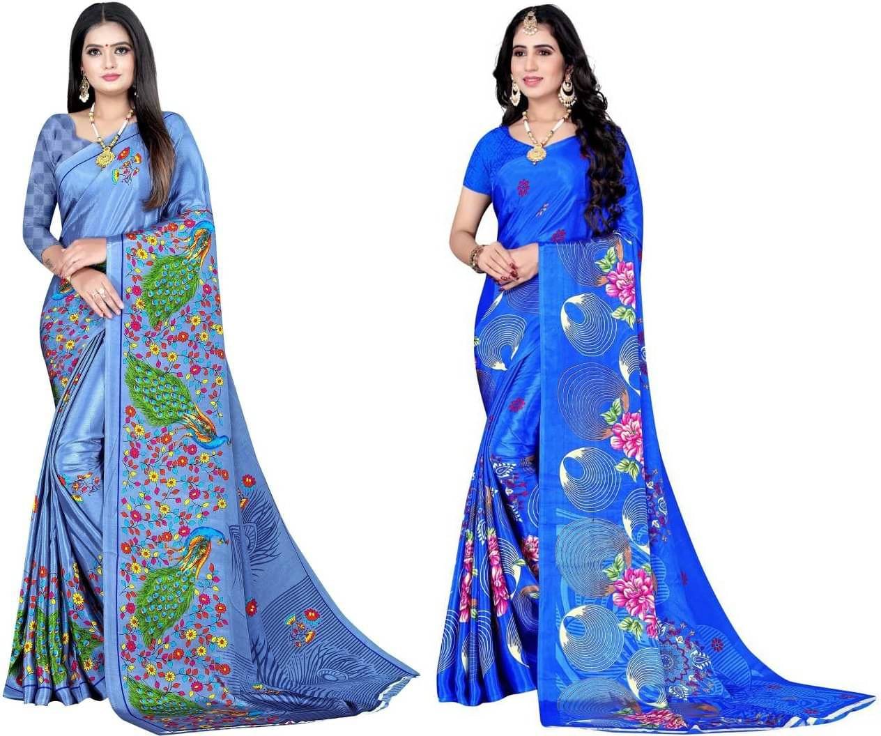     			LEELAVATI Crepe Printed Saree With Unstitched Blouse Piece ( Multicolor )