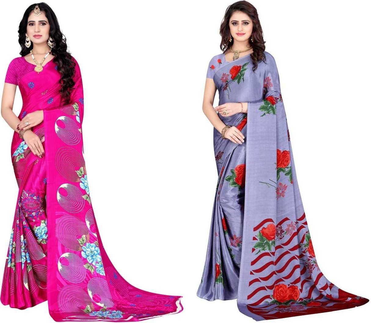     			LEELAVATI Crepe Printed Saree With Unstitched Blouse Piece ( Multicolor )