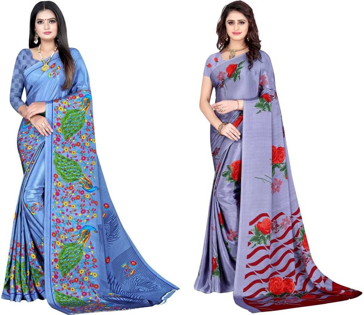     			LEELAVATI Crepe Printed Saree With Unstitched Blouse Piece ( Multicolor )