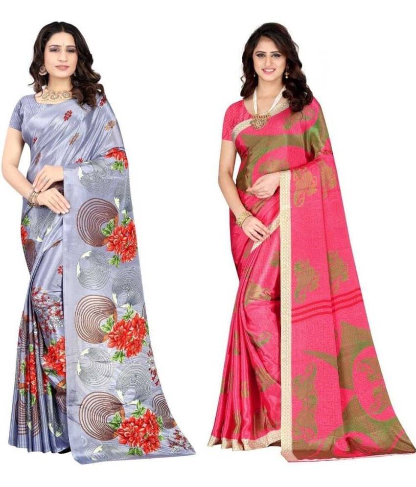 LEELAVATI Crepe Printed Saree With Unstitched Blouse Piece ( Multicolor ) LEELAVATI Crepe Printed Saree With Unstitched Blouse Piece ( Multicolor )