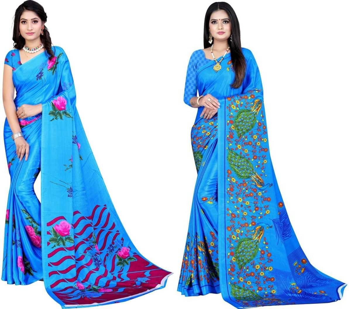     			LEELAVATI Crepe Printed Saree With Unstitched Blouse Piece ( Multicolor )
