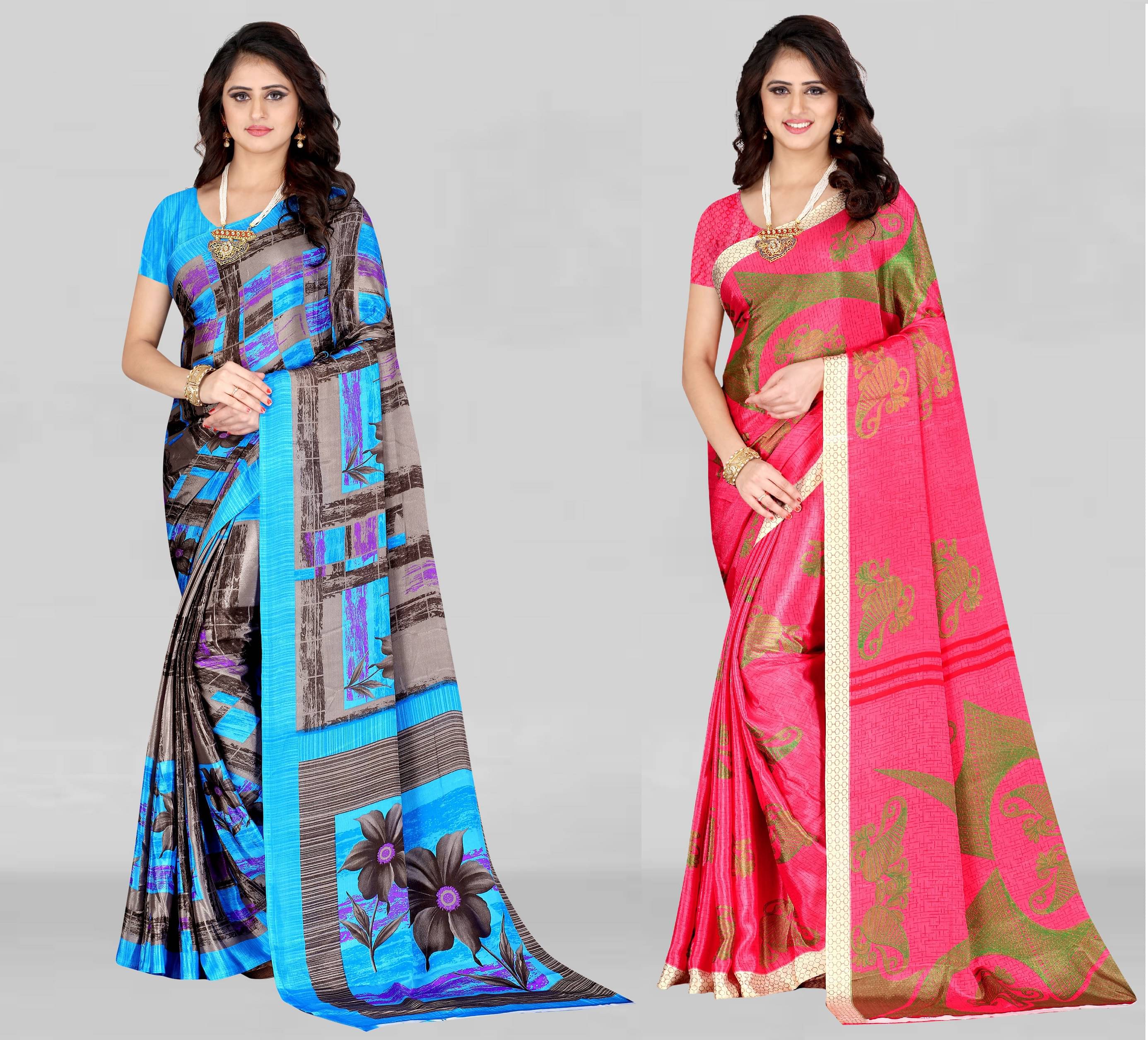 LEELAVATI Crepe Printed Saree With Unstitched Blouse Piece ( Multicolor ) LEELAVATI Crepe Printed Saree With Unstitched Blouse Piece ( Multicolor )