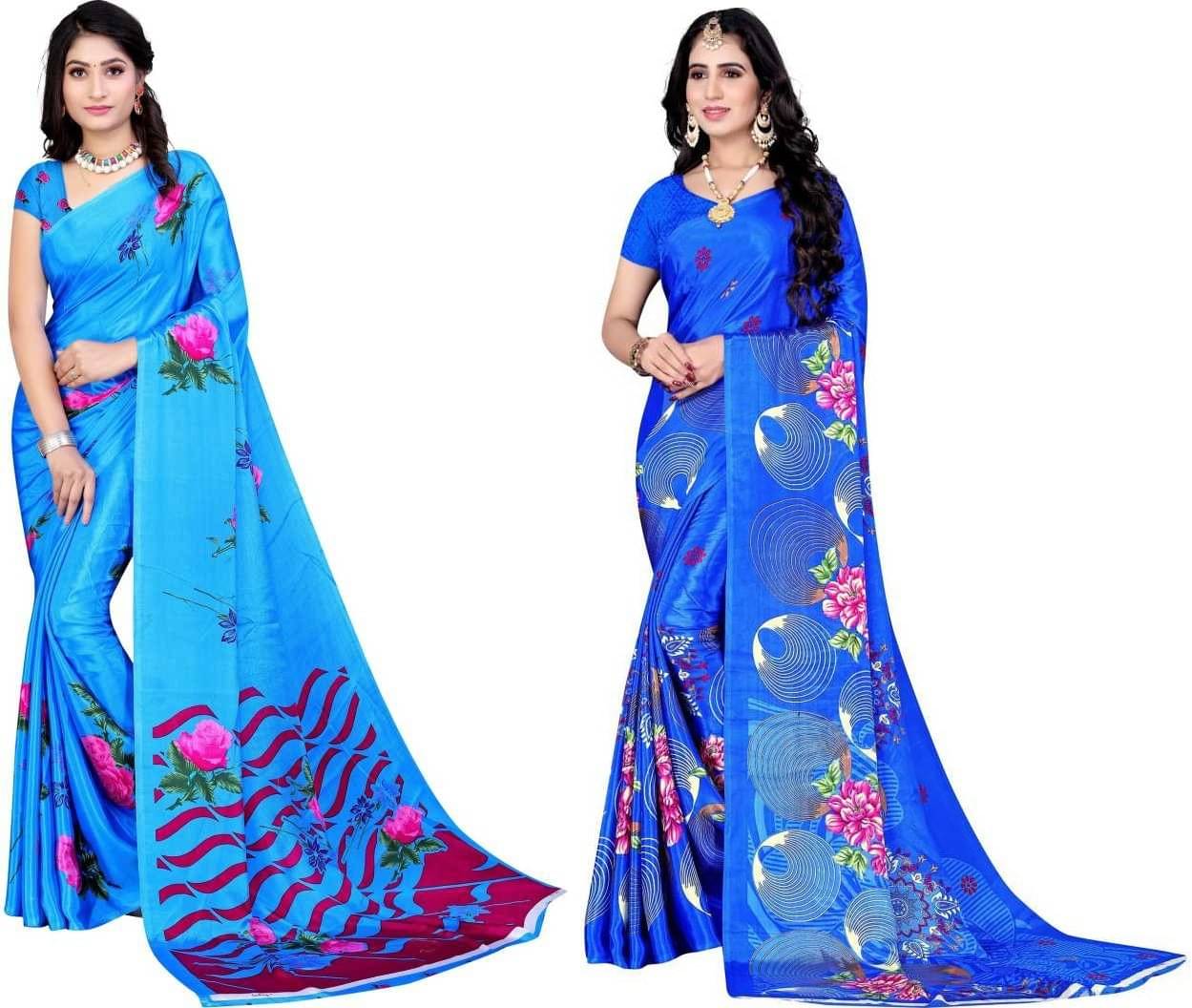 LEELAVATI Crepe Printed Saree With Unstitched Blouse Piece ( Multicolor ) LEELAVATI Crepe Printed Saree With Unstitched Blouse Piece ( Multicolor )