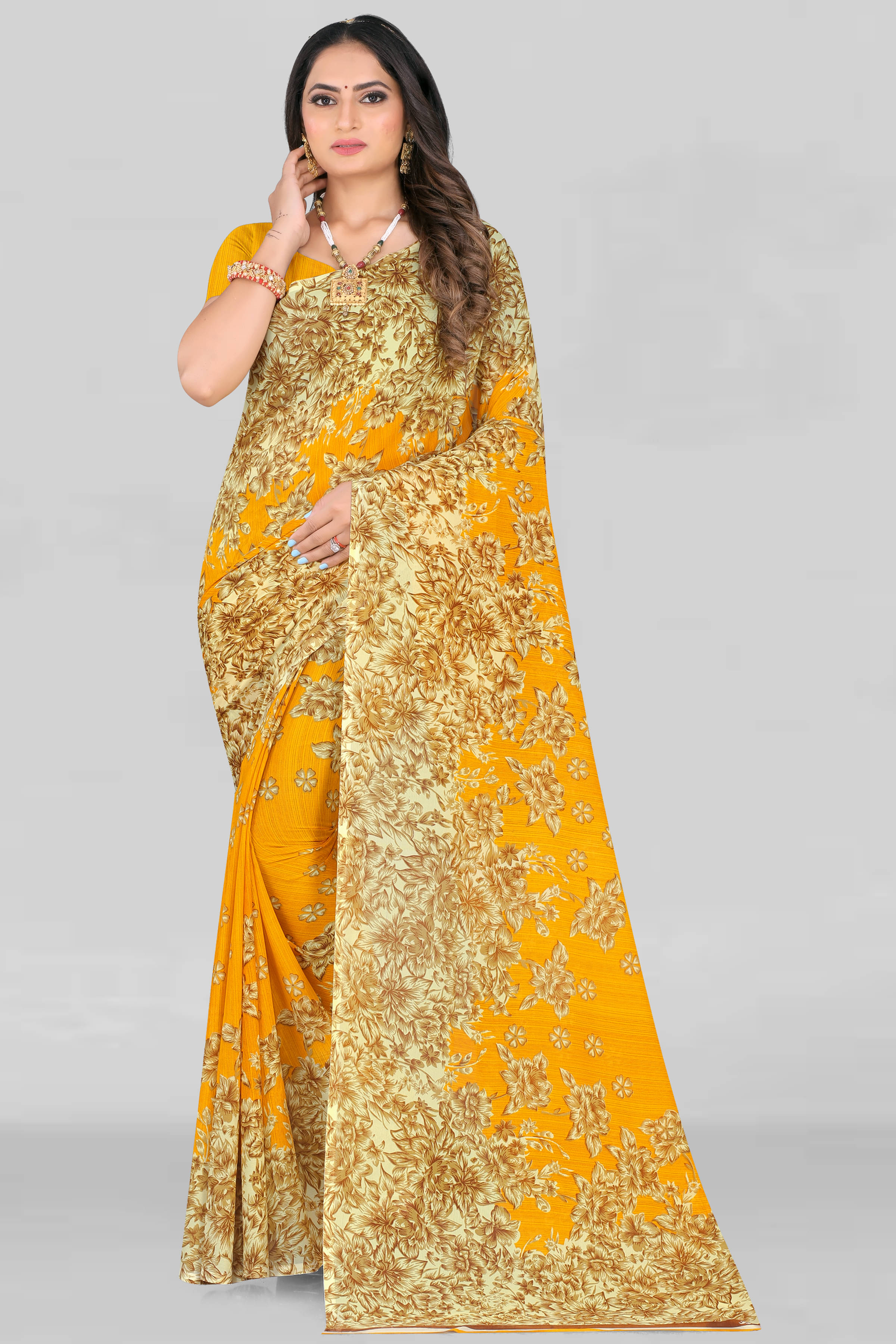 LEELAVATI Georgette Printed Saree With Unstitched Blouse Piece ( Multicolor ) LEELAVATI Georgette Printed Saree With Unstitched Blouse Piece ( Multicolor )