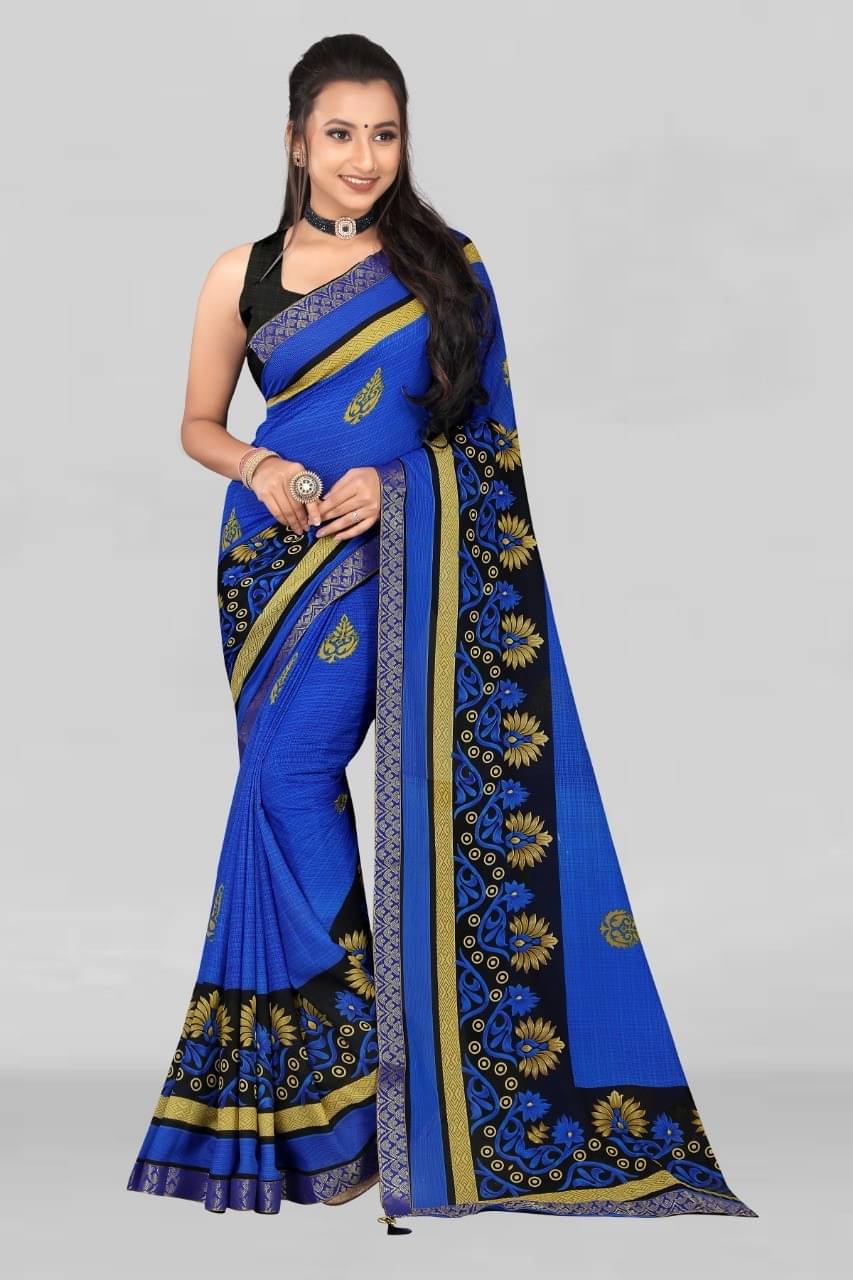 LEELAVATI Georgette Embroidered Saree With Unstitched Blouse Piece ( Multicolor ) LEELAVATI Georgette Embroidered Saree With Unstitched Blouse Piece ( Multicolor )