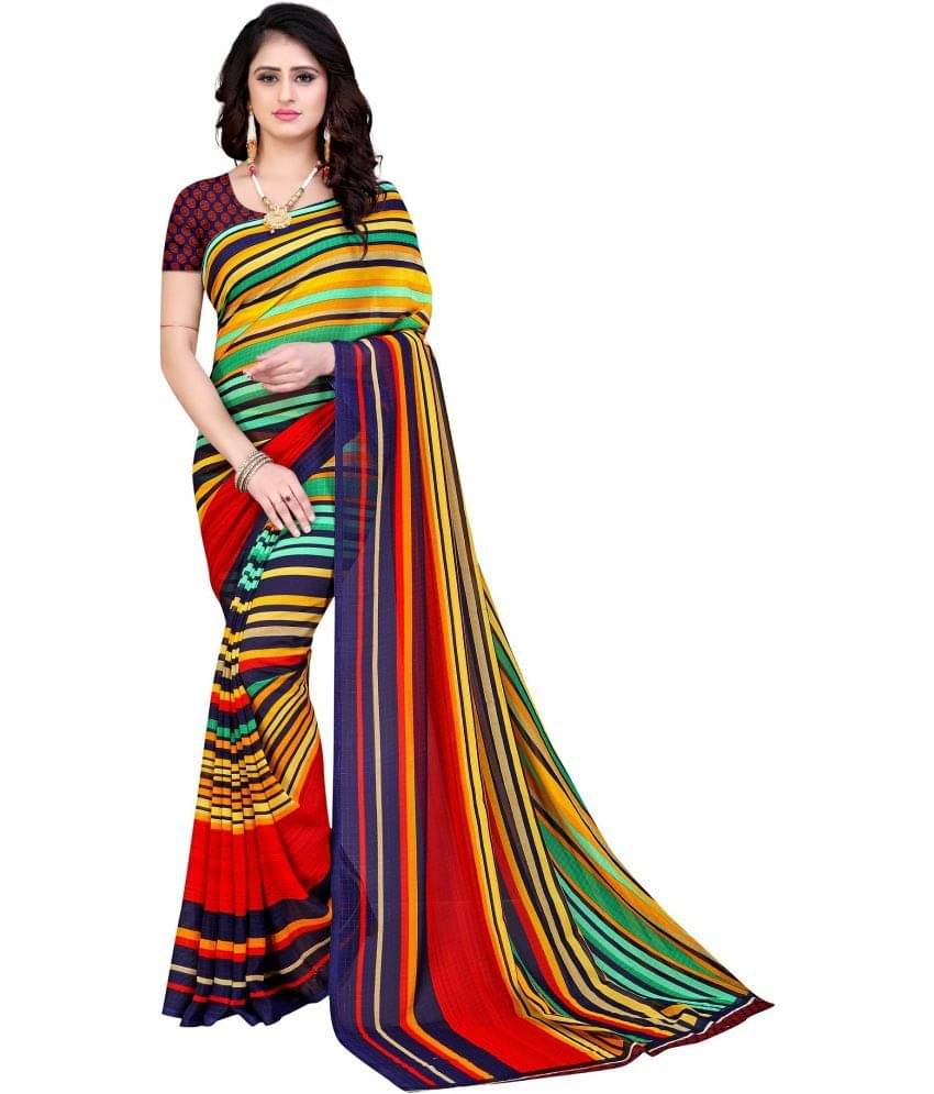 LEELAVATI Georgette Printed Saree With Unstitched Blouse Piece ( Multicolor )     			LEELAVATI Georgette Printed Saree With Unstitched Blouse Piece ( Multicolor )