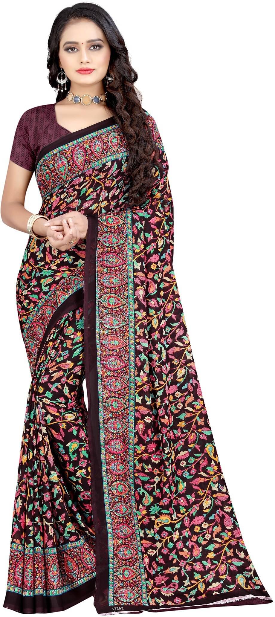 LEELAVATI Georgette Printed Saree With Unstitched Blouse Piece ( Multicolor ) LEELAVATI Georgette Printed Saree With Unstitched Blouse Piece ( Multicolor )