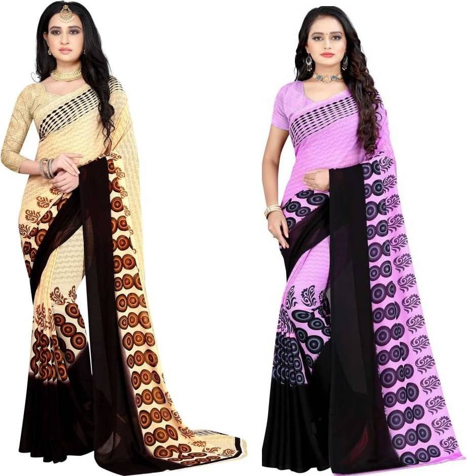 LEELAVATI Georgette Printed Saree With Unstitched Blouse Piece ( Multicolor ) LEELAVATI Georgette Printed Saree With Unstitched Blouse Piece ( Multicolor )