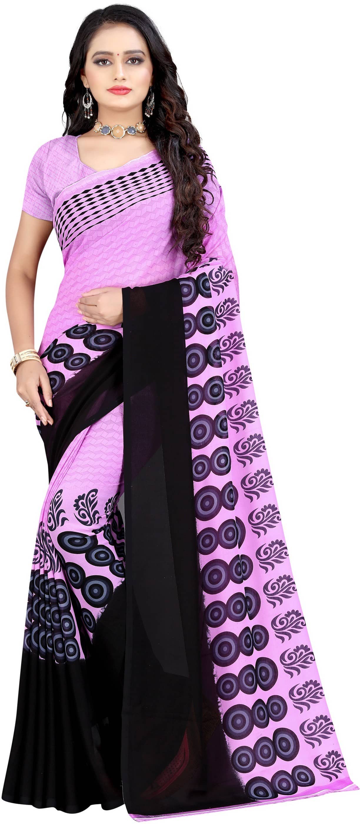 LEELAVATI Georgette Printed Saree With Unstitched Blouse Piece ( Multicolor ) - Sarees | Buy online on ZillyBuy
