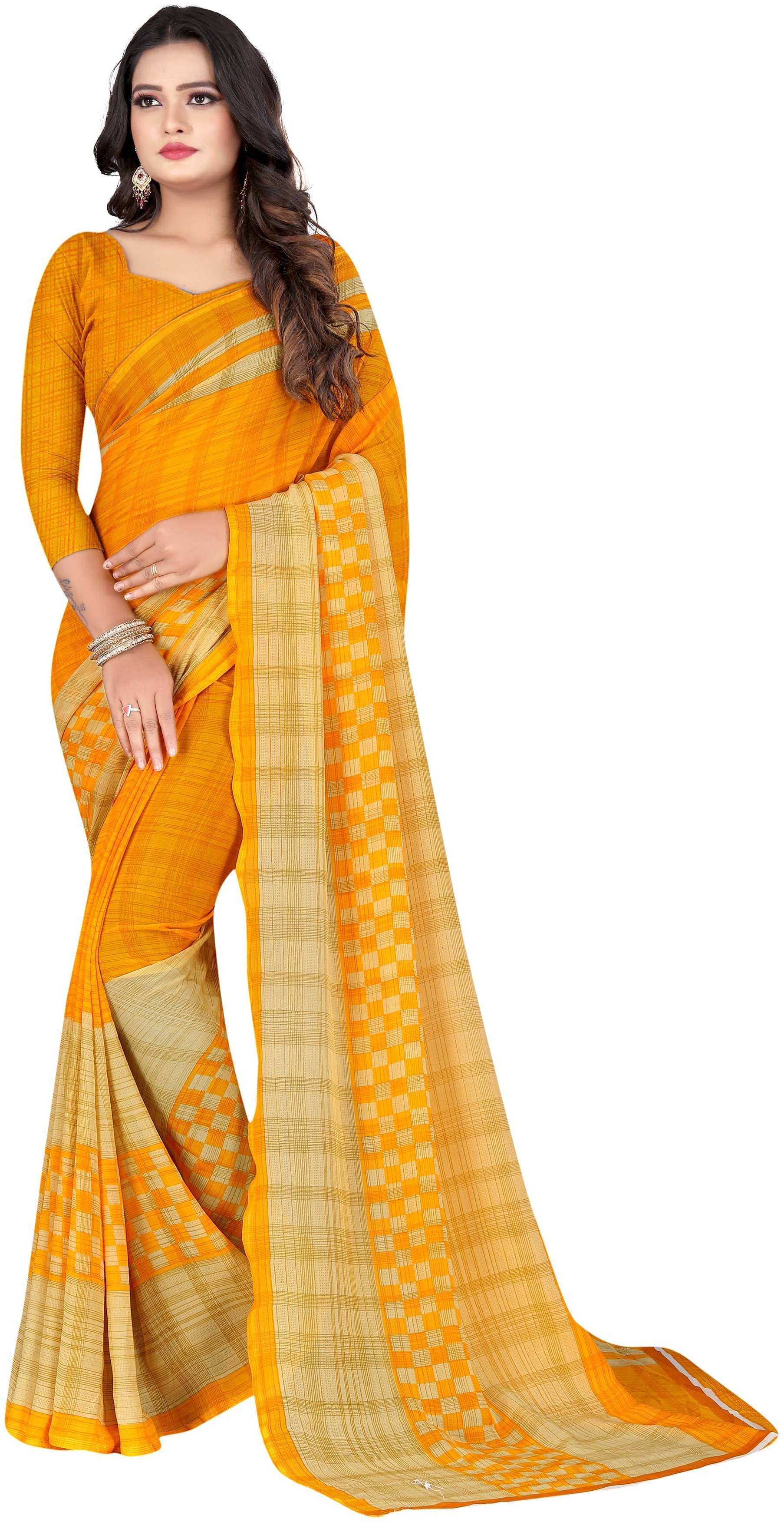 LEELAVATI Georgette Self Design Saree With Unstitched Blouse Piece ( Multicolor ) LEELAVATI Georgette Self Design Saree With Unstitched Blouse Piece ( Multicolor )