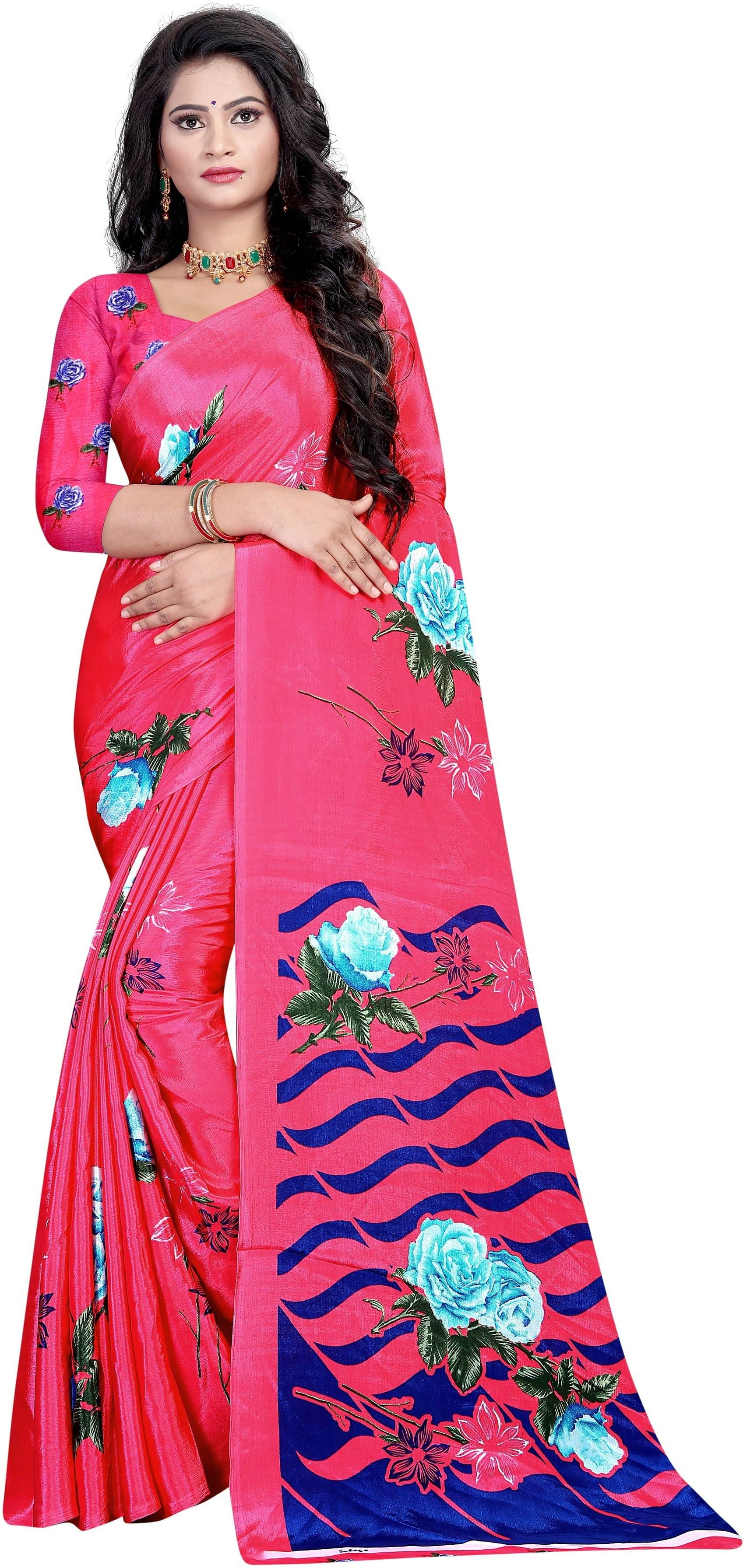 LEELAVATI Crepe Printed Saree With Unstitched Blouse Piece ( Pink ) LEELAVATI Crepe Printed Saree With Unstitched Blouse Piece ( Pink )