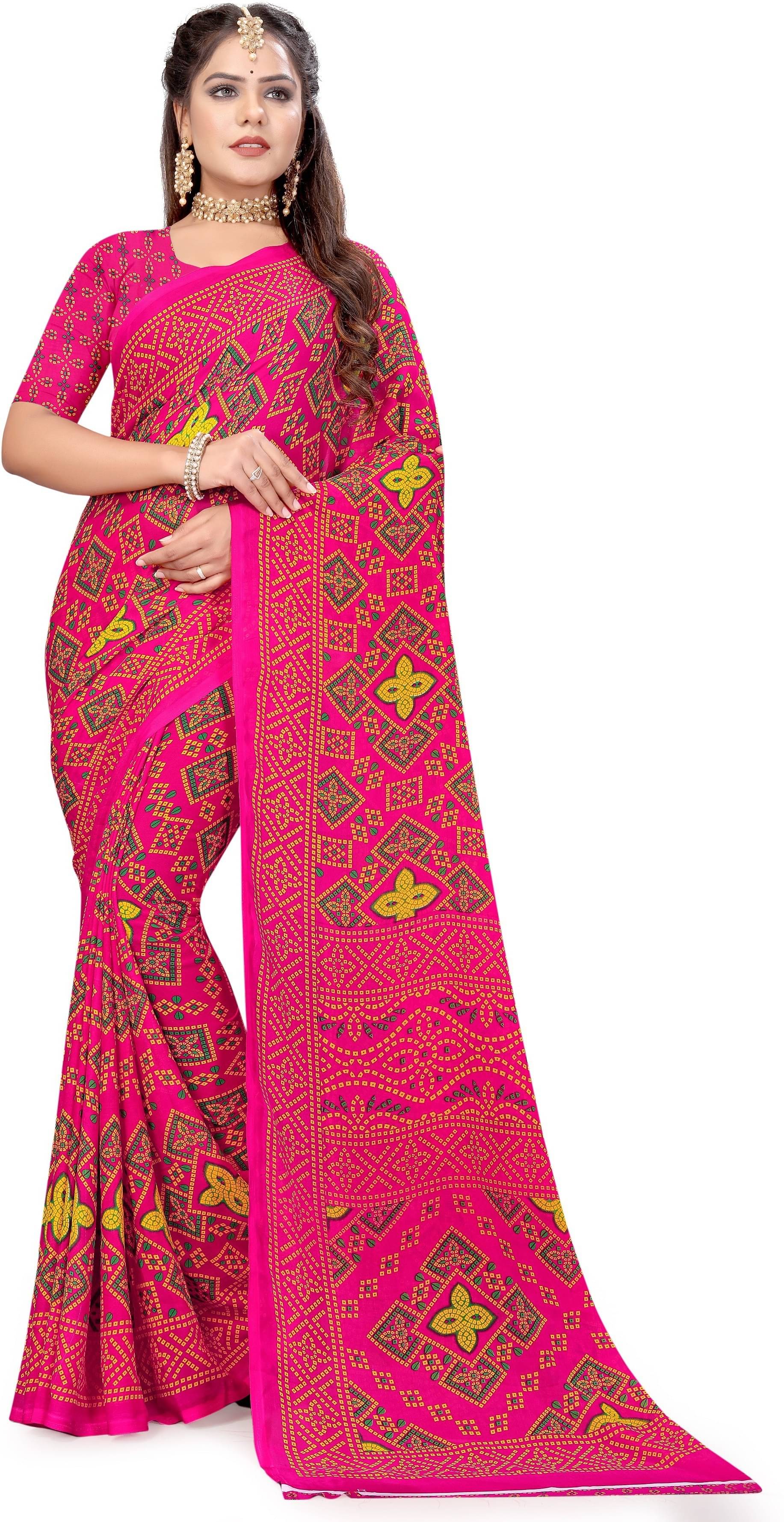 LEELAVATI Georgette Printed Saree With Unstitched Blouse Piece ( Pink ) LEELAVATI Georgette Printed Saree With Unstitched Blouse Piece ( Pink )