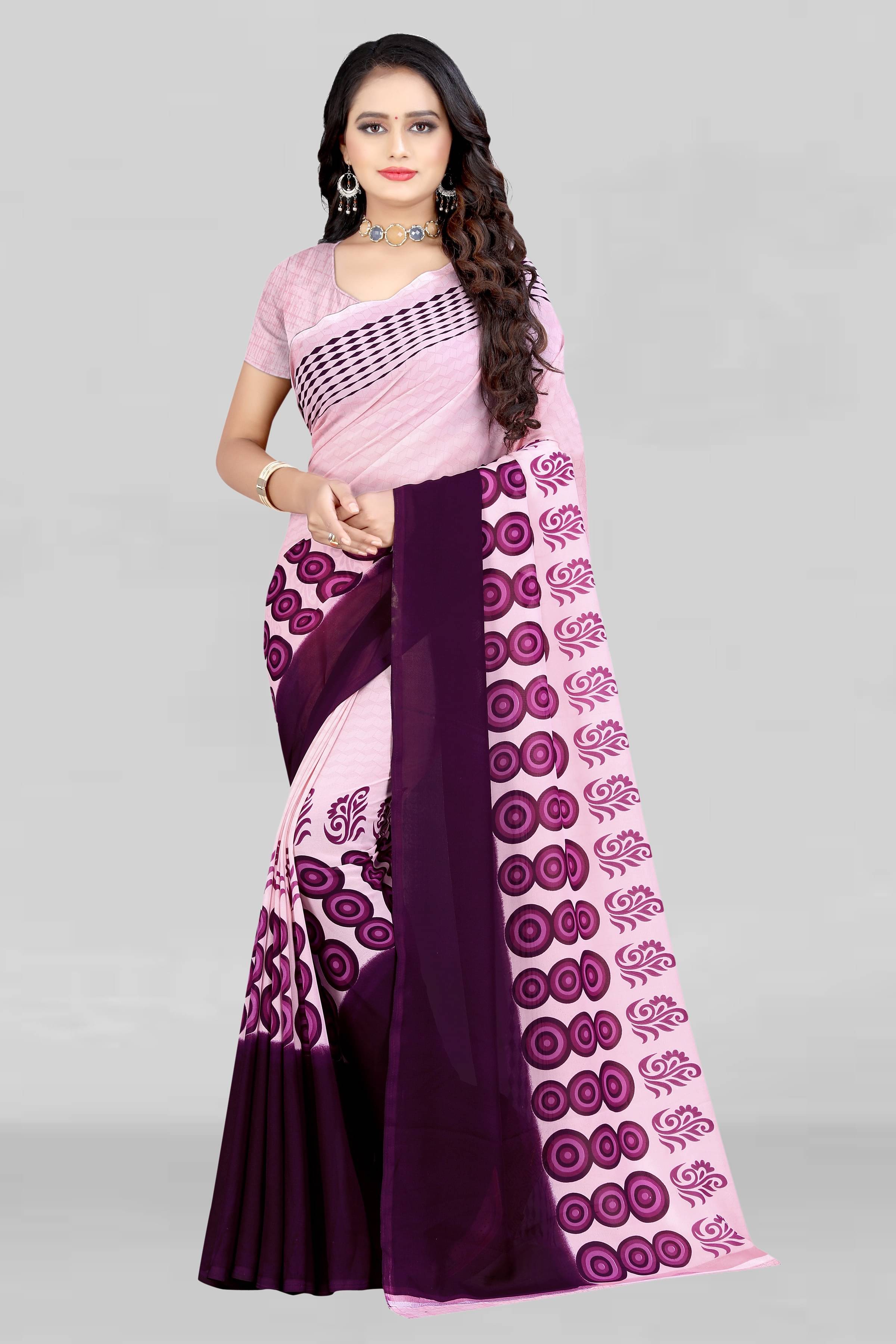 LEELAVATI Georgette Printed Saree With Unstitched Blouse Piece ( Pink ) LEELAVATI Georgette Printed Saree With Unstitched Blouse Piece ( Pink )